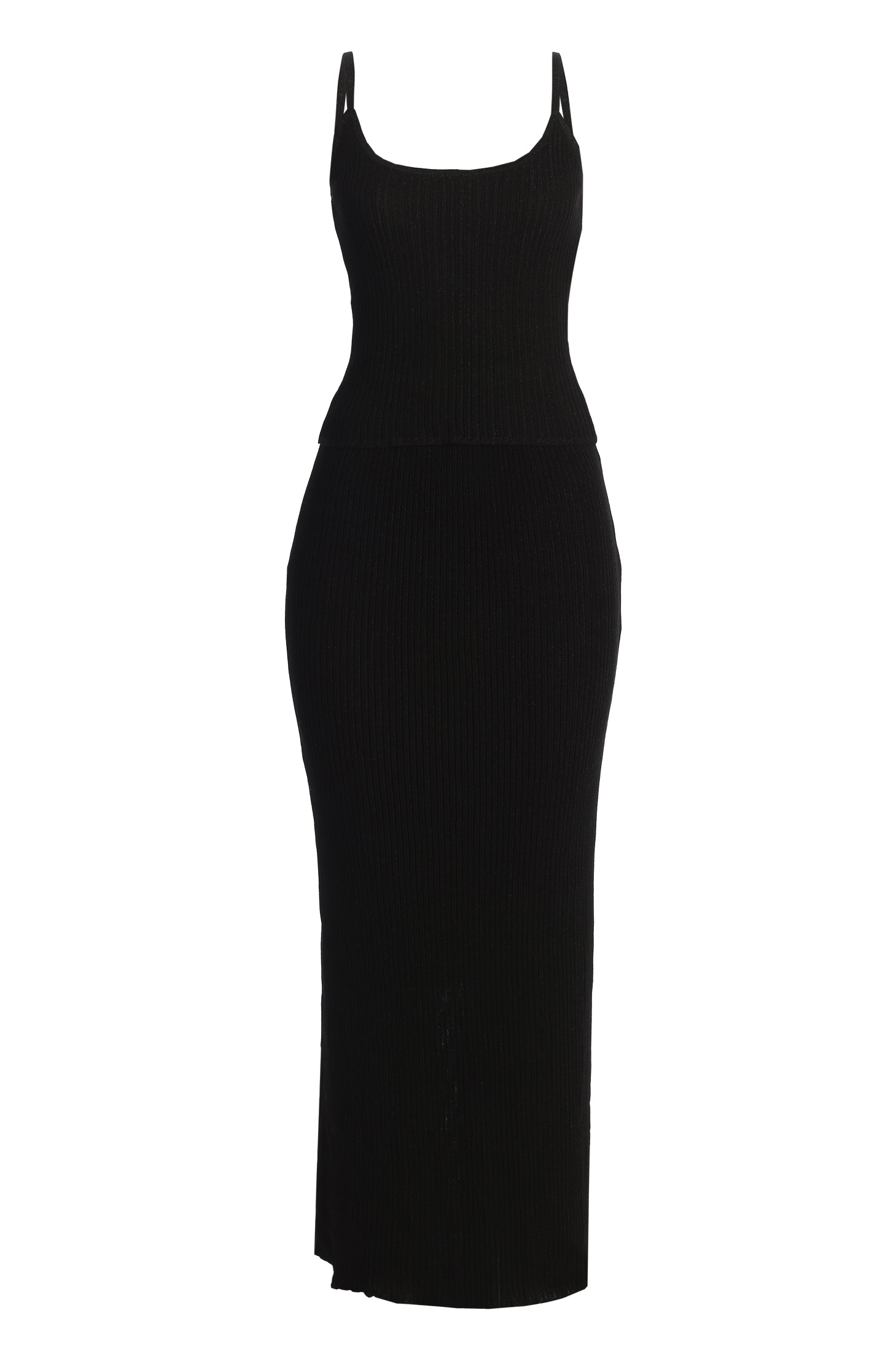 Black Serena Ribbed Skirt Set JLUXLABEL