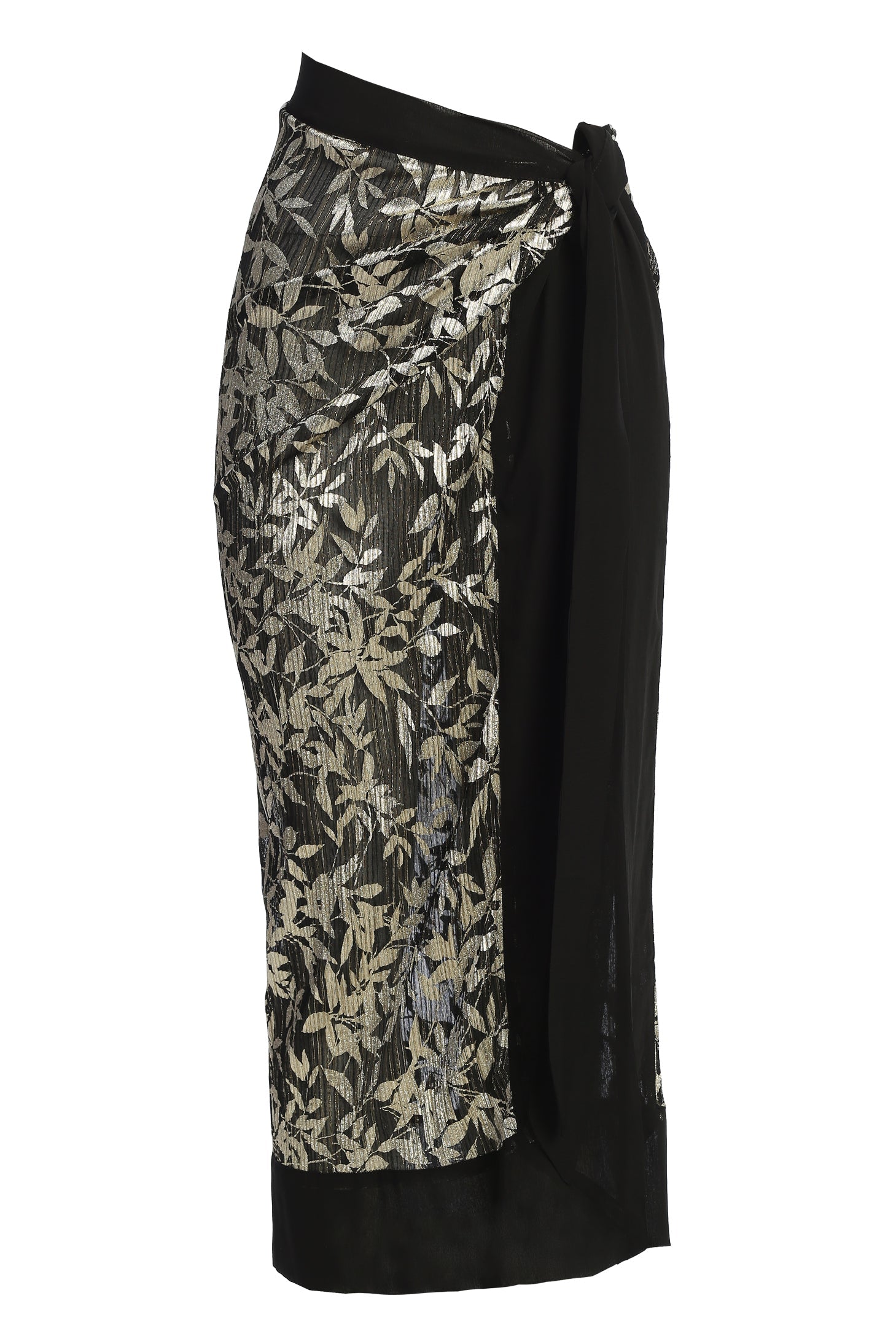 Black Positano Printed Sarong Skirt JLUXLABEL