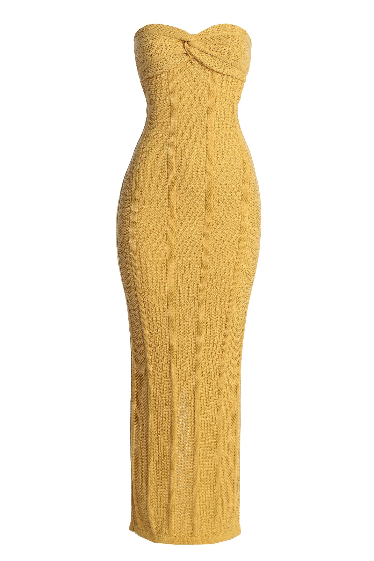 Yellow Blanca Strapless Maxi Dress JLUXLABEL