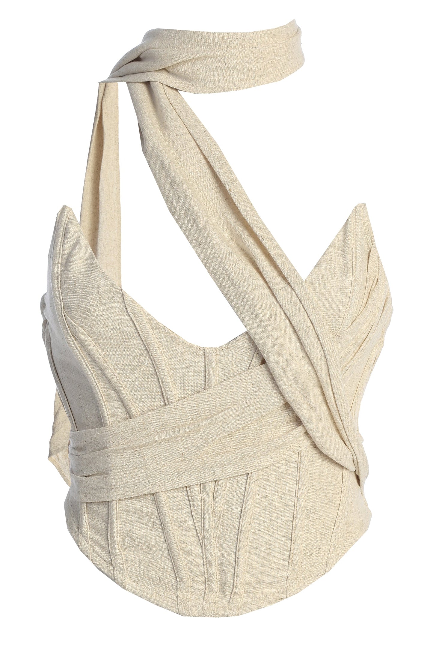 Natural Coastal Bliss Linen Bustier JLUXLABEL