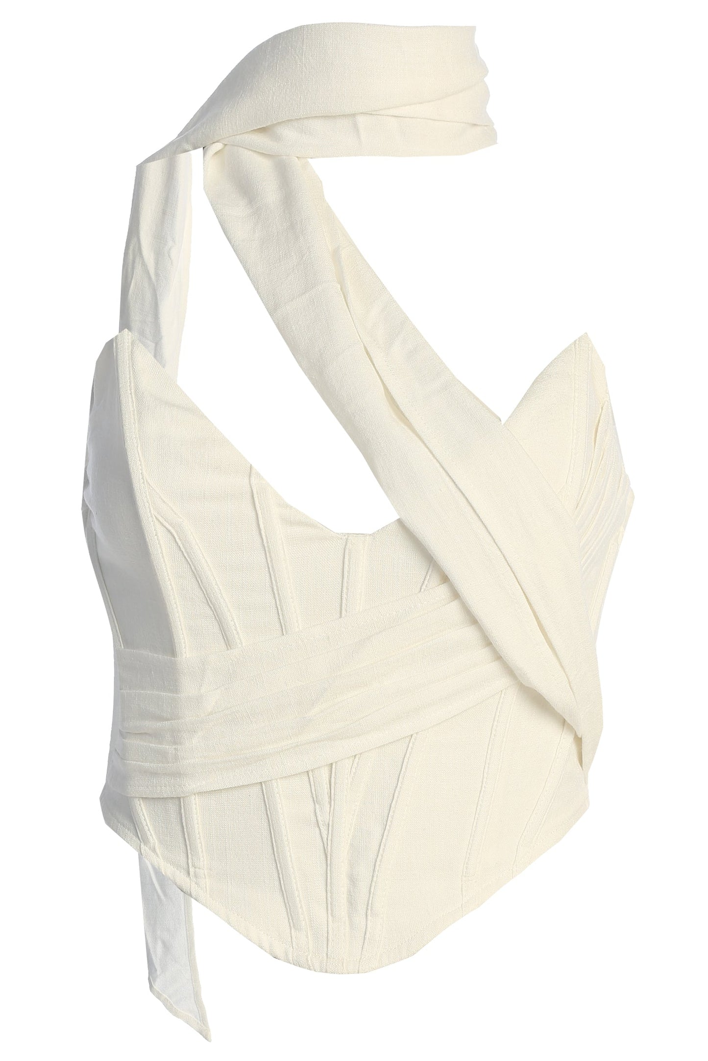 Ivory Coastal Bliss Linen Bustier JLUXLABEL