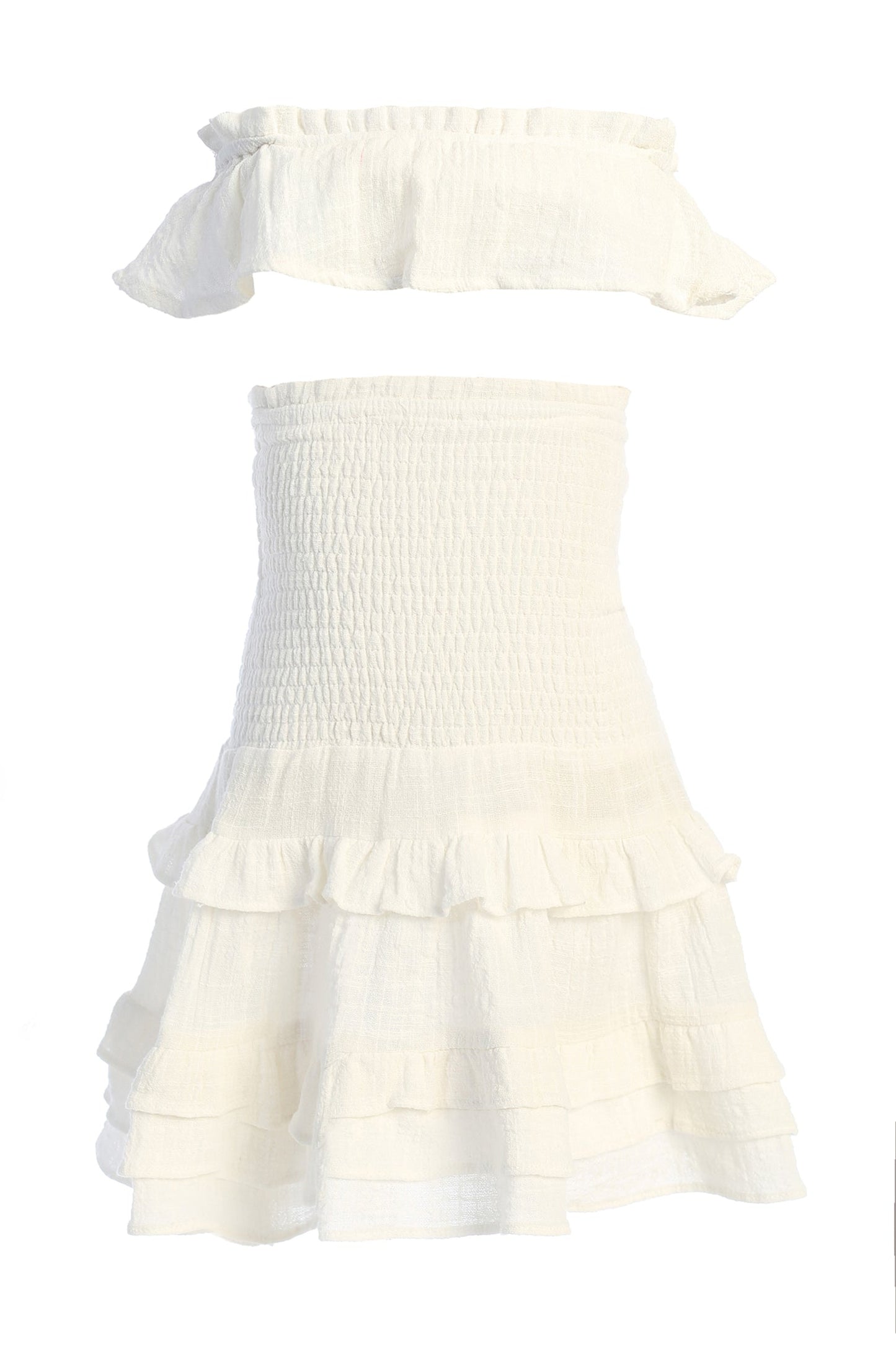 White Emily Ruffled Skirt Set NEWFASHIONEDGE