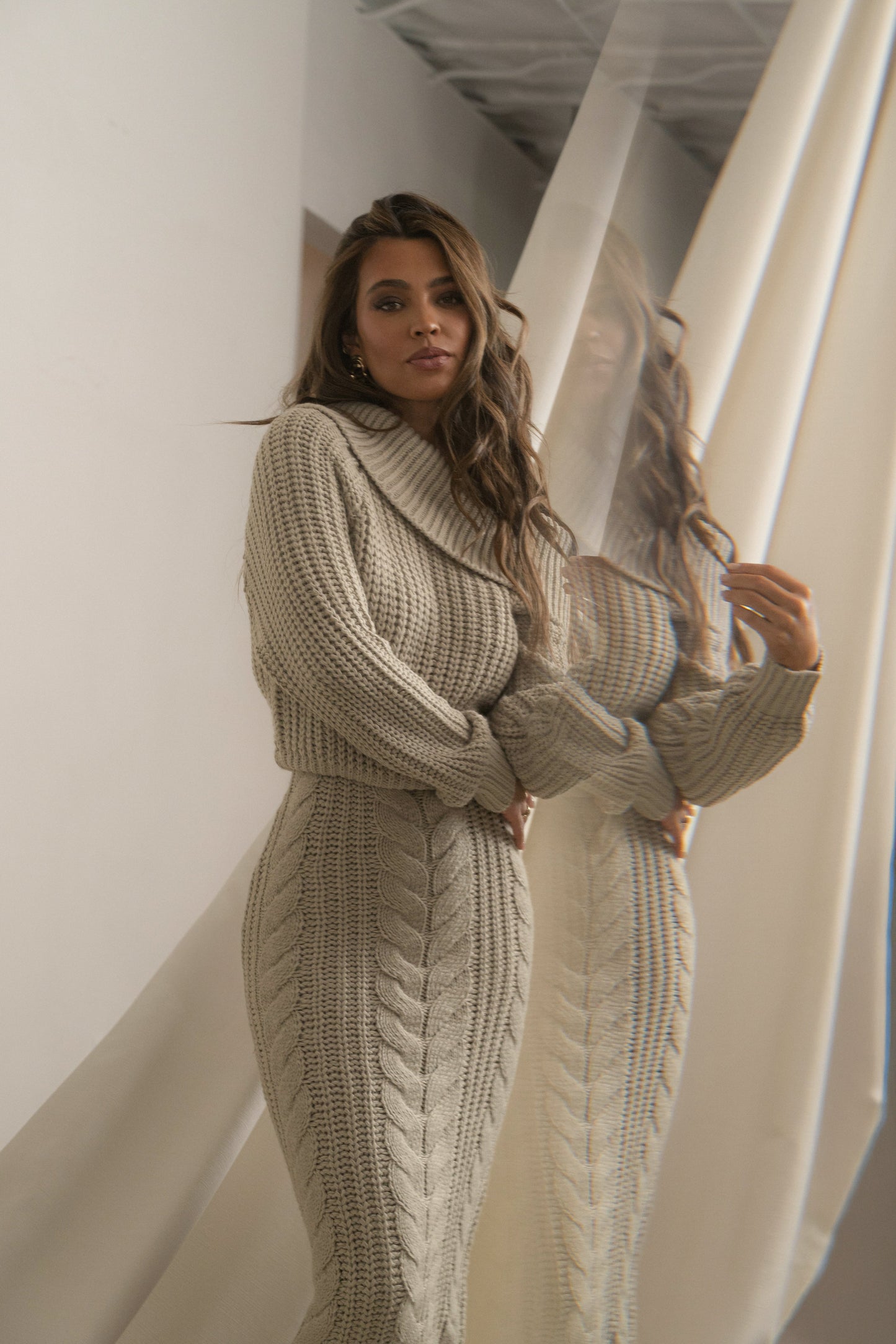 Stone Monette Cable Knit Dress JLUXLABEL