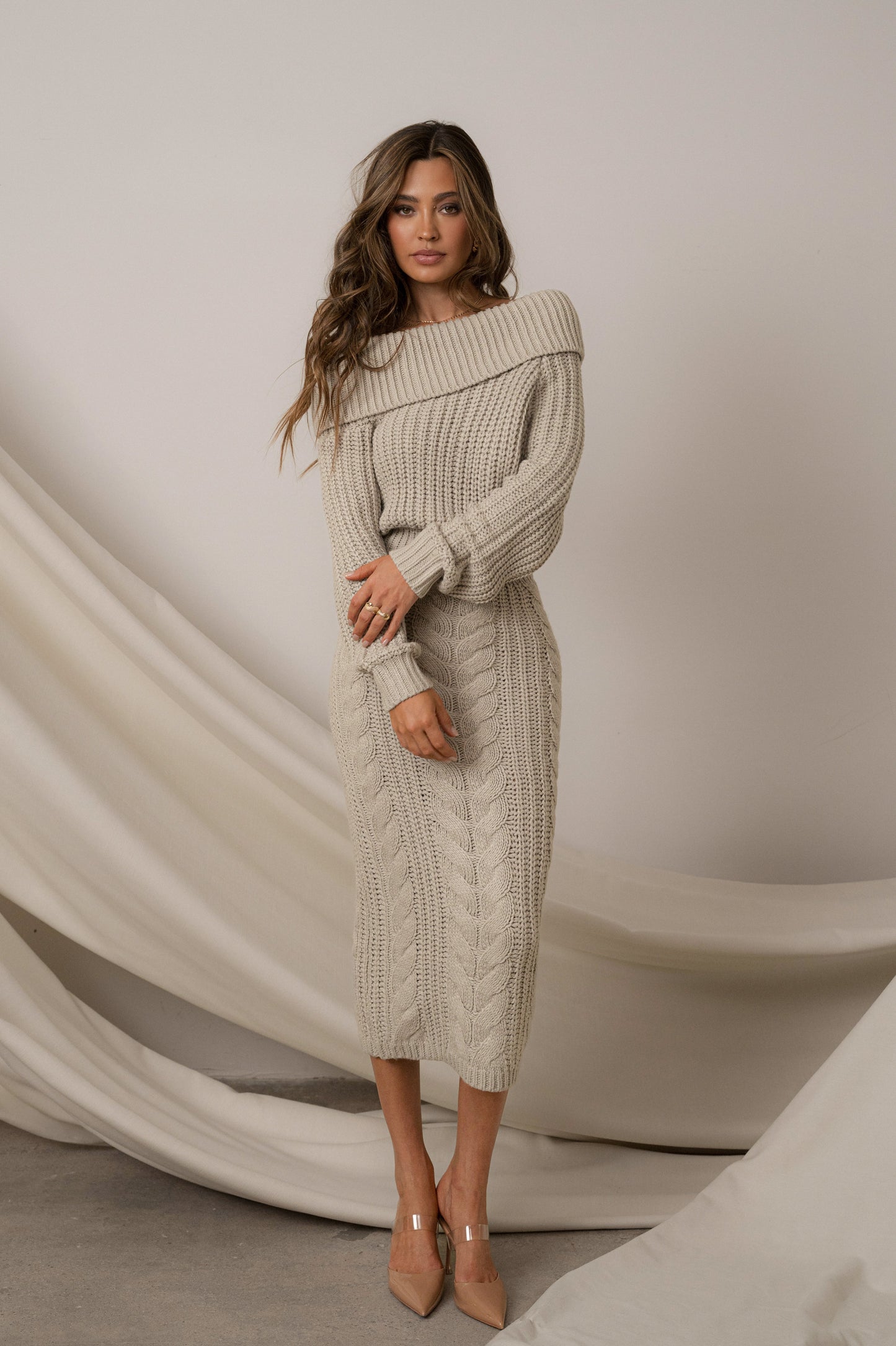 Stone Monette Cable Knit Dress JLUXLABEL