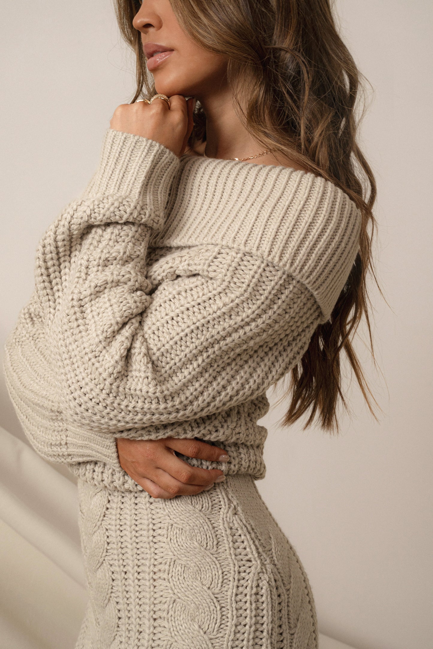 Stone Monette Cable Knit Dress JLUXLABEL