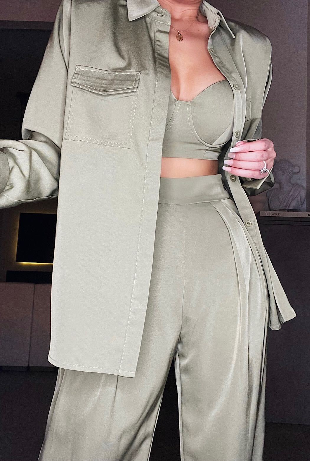 Olive Misty Button Up JLUXLABEL