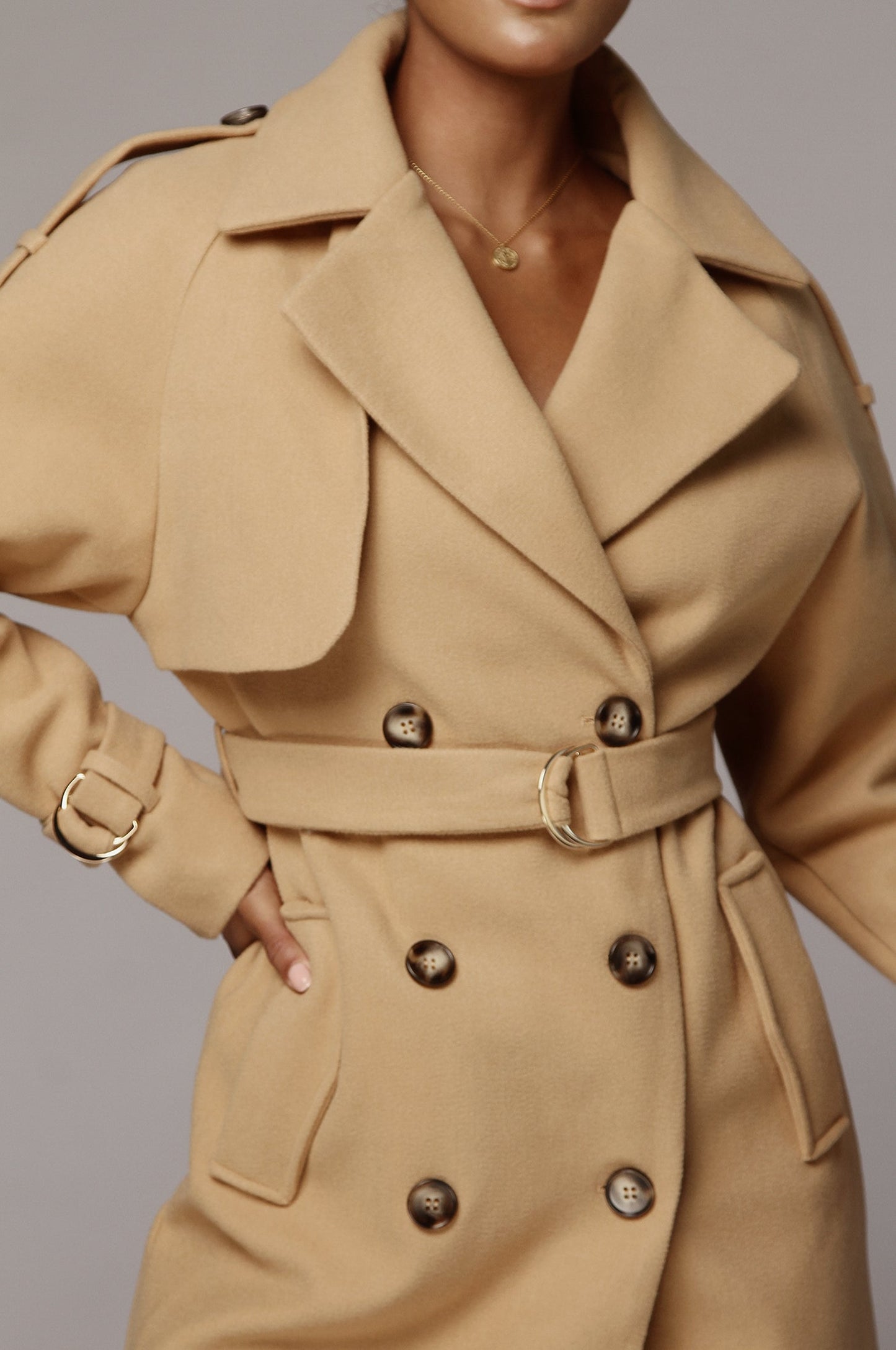 Camel Beverly Trench Coat NEWFASHIONEDGE