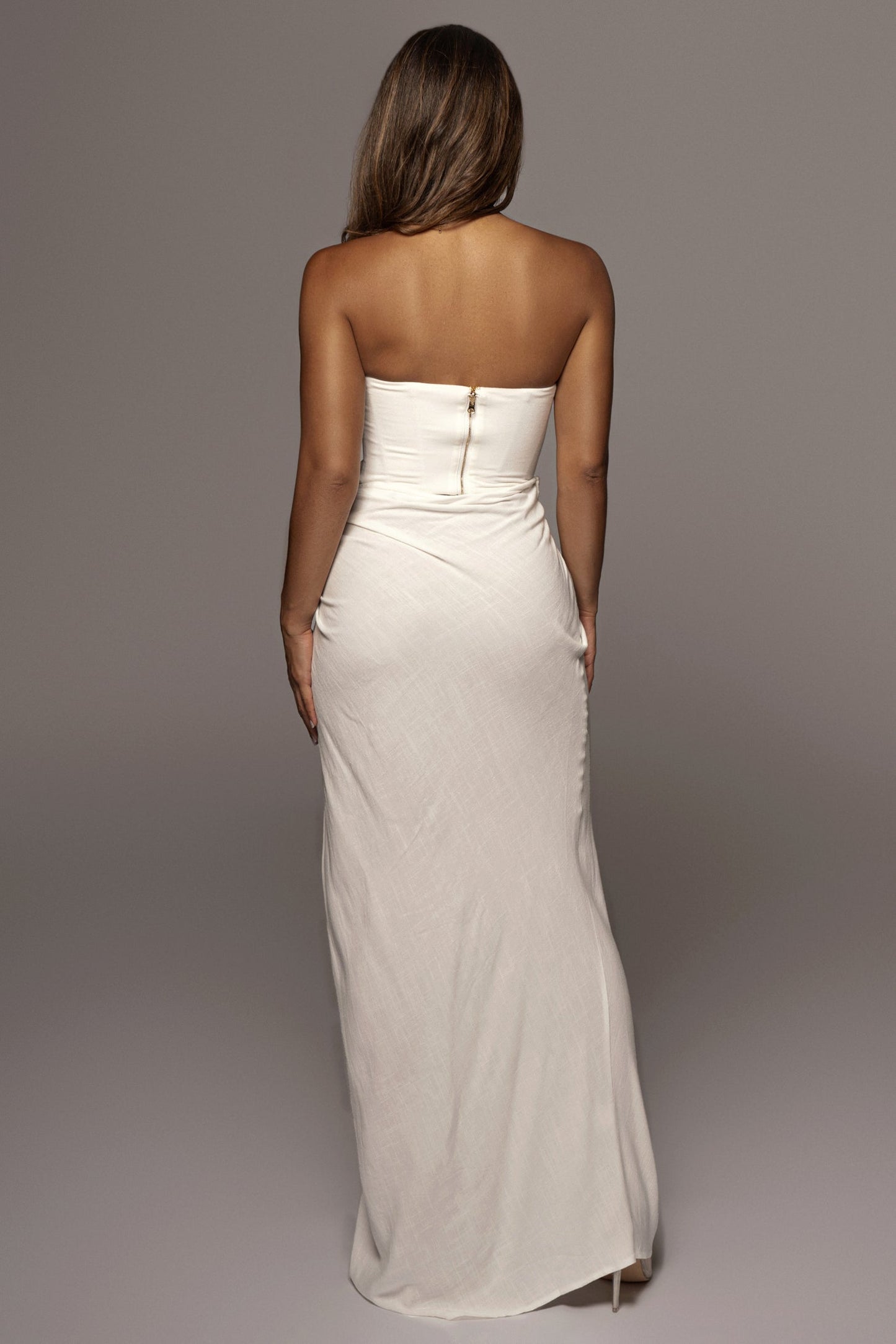 White Noelia Linen Slit Skirt JLUXLABEL