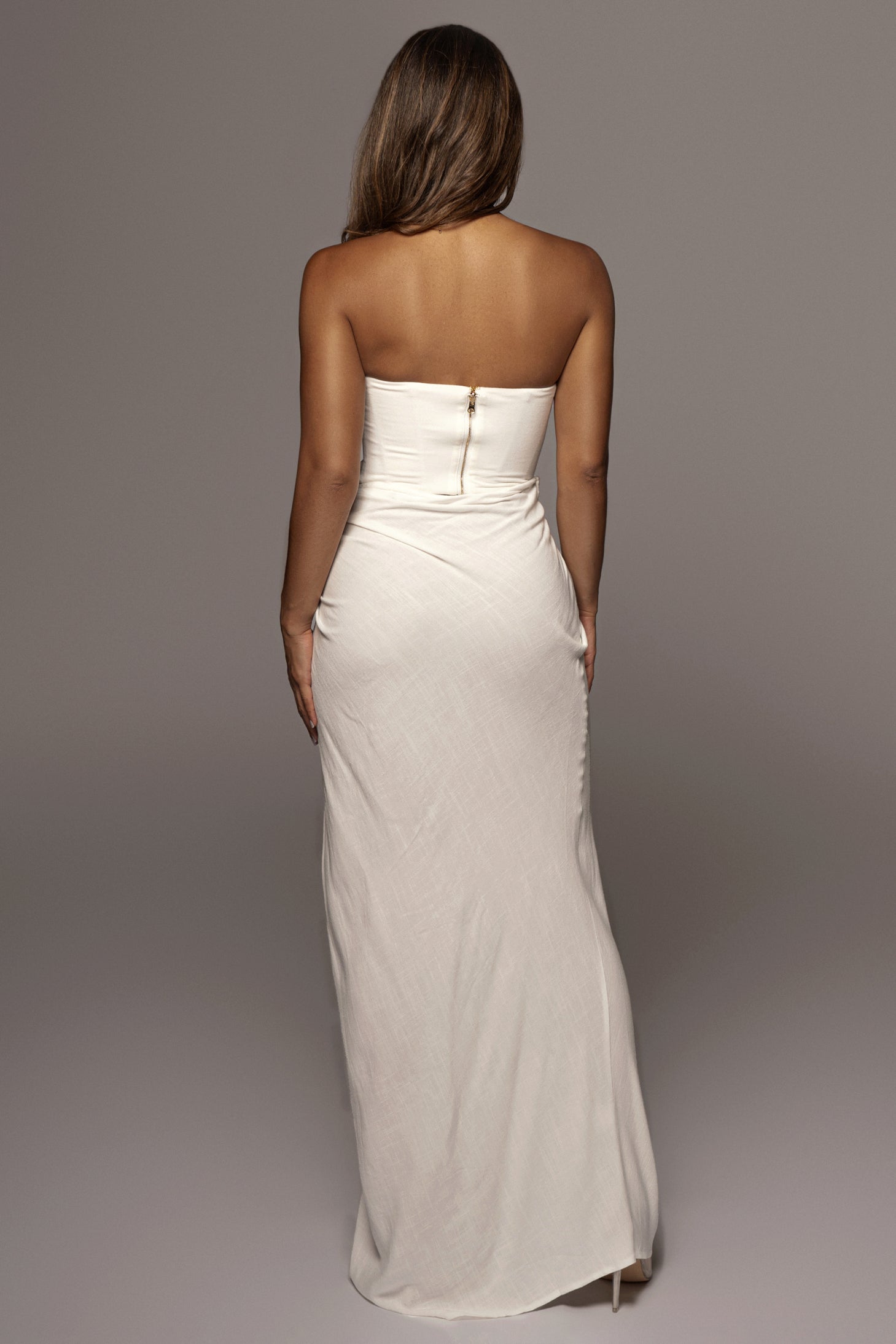 White Noelia Linen Slit Skirt JLUXLABEL
