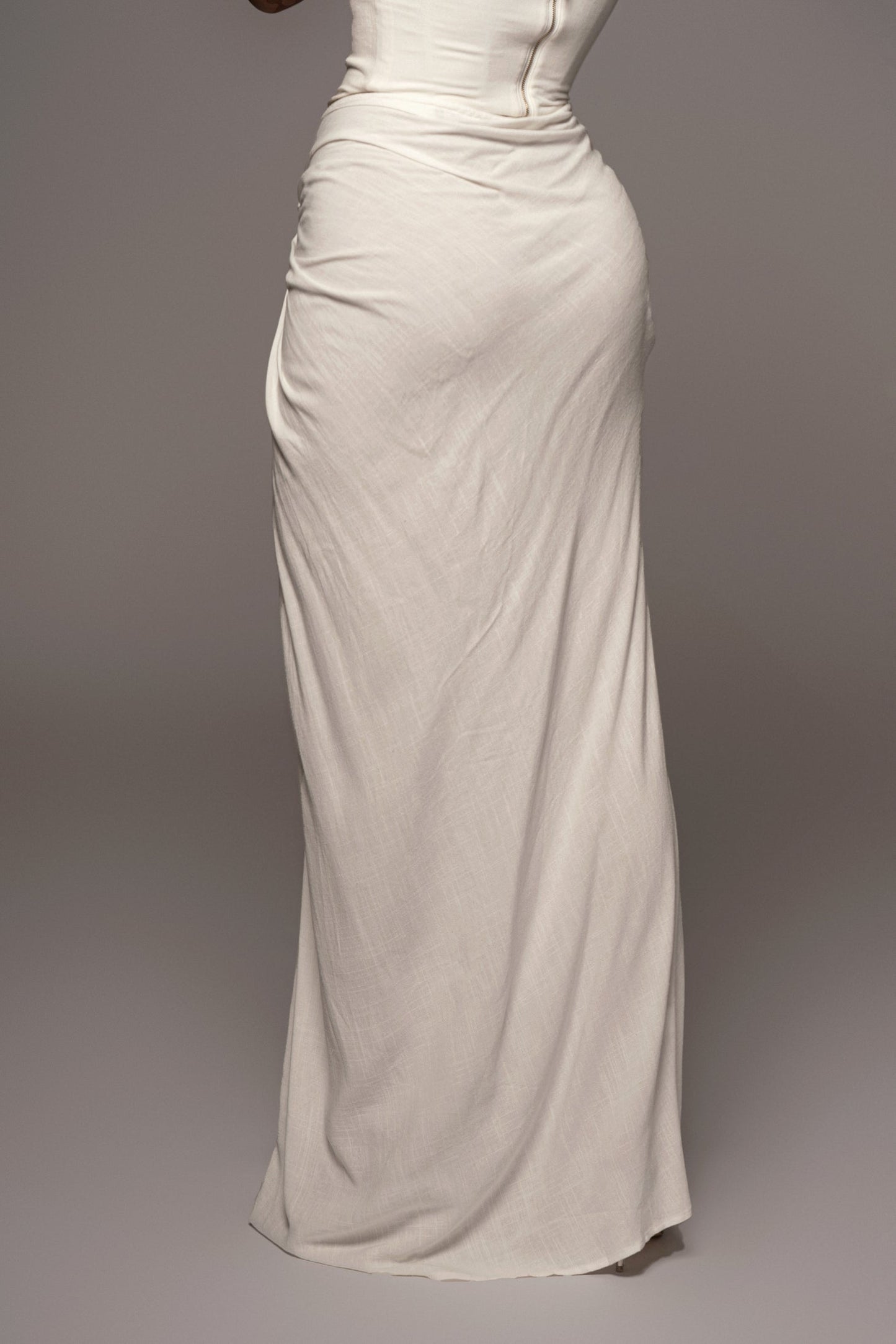 White Noelia Linen Slit Skirt JLUXLABEL