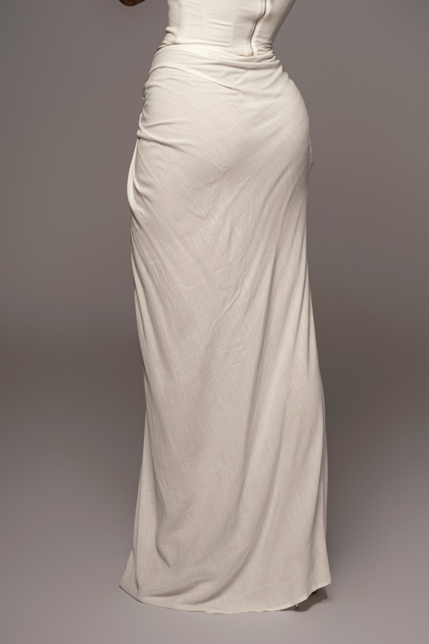 White Noelia Linen Slit Skirt JLUXLABEL