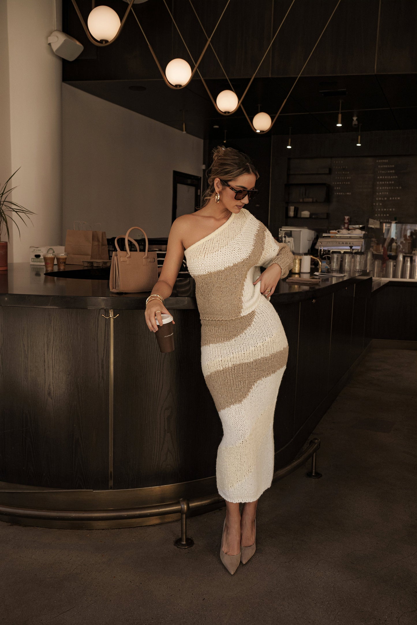 Ivory/Beige Hazel Sweater Knit Top JLUXLABEL