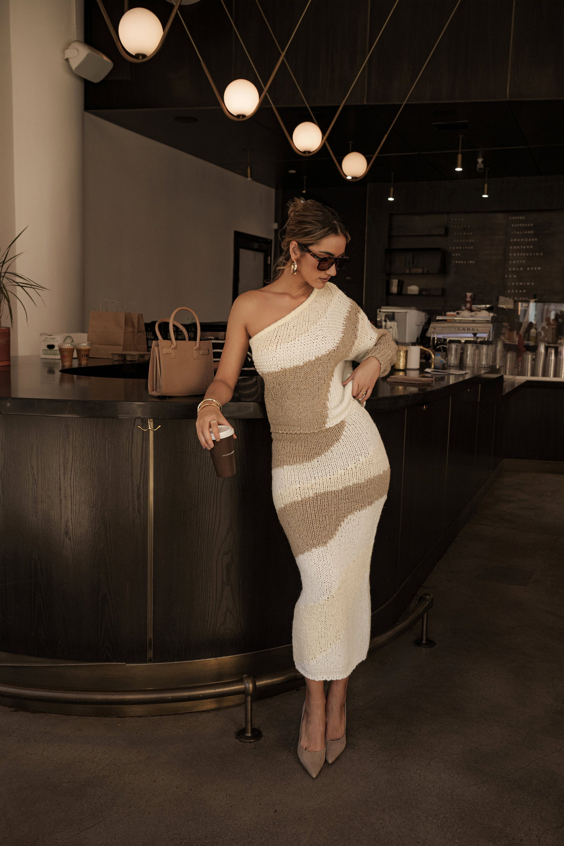 Ivory/Beige Hazel Sweater Knit Top JLUXLABEL