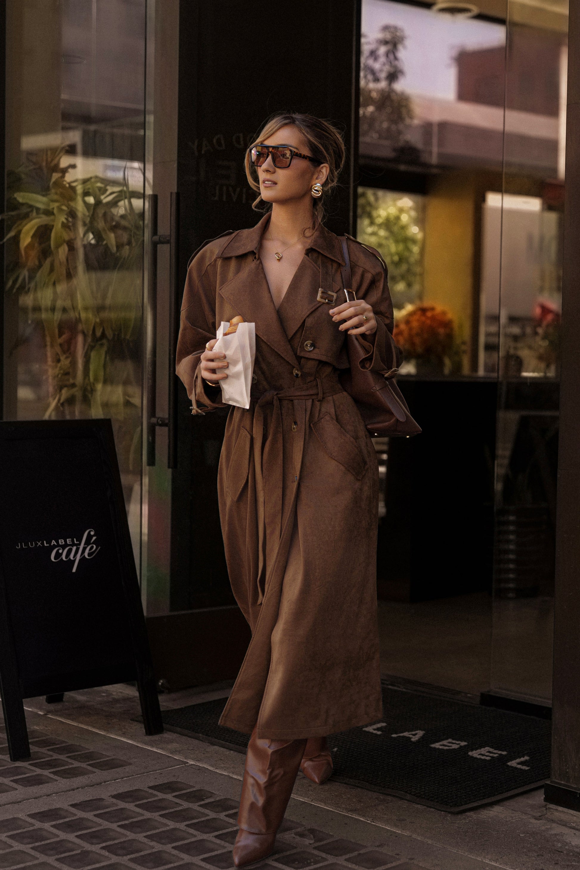 Chocolate Elite Suede Coat JLUXLABEL