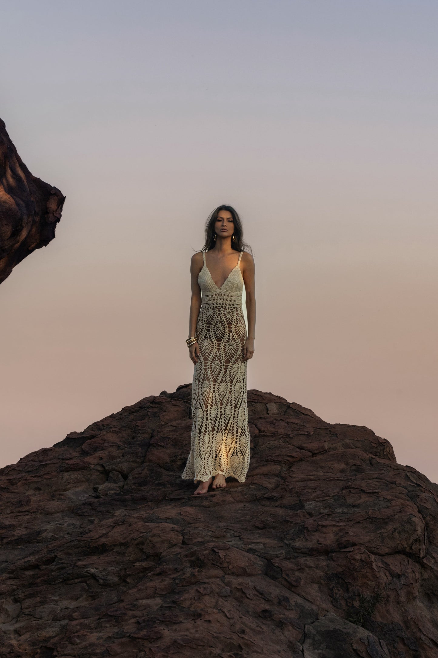 Ivory Great Escape Crochet Maxi Dress JLUXLABEL