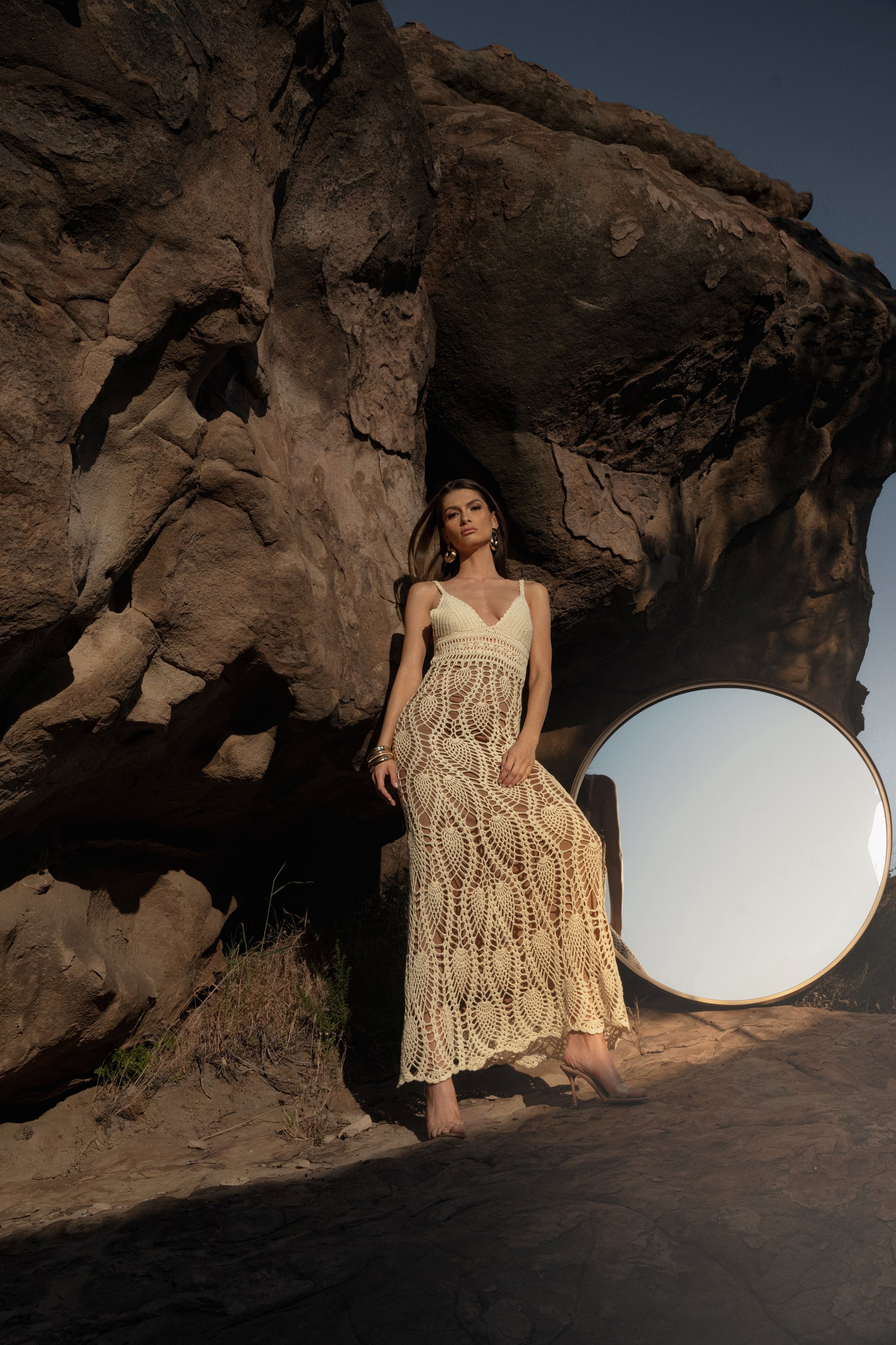 Ivory Great Escape Crochet Maxi Dress JLUXLABEL