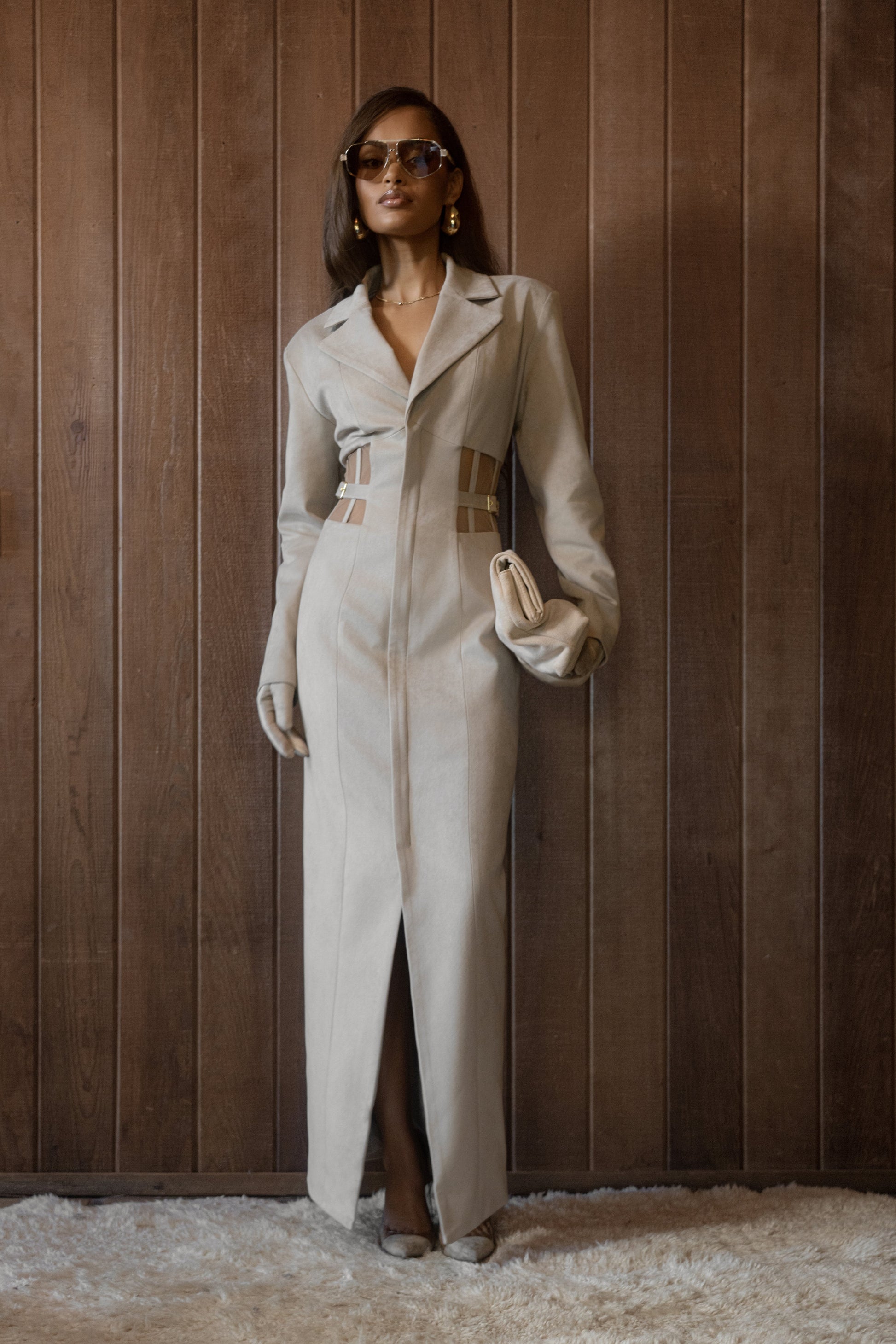 Stone Toffee Haze Suede Dress JLUXLABEL