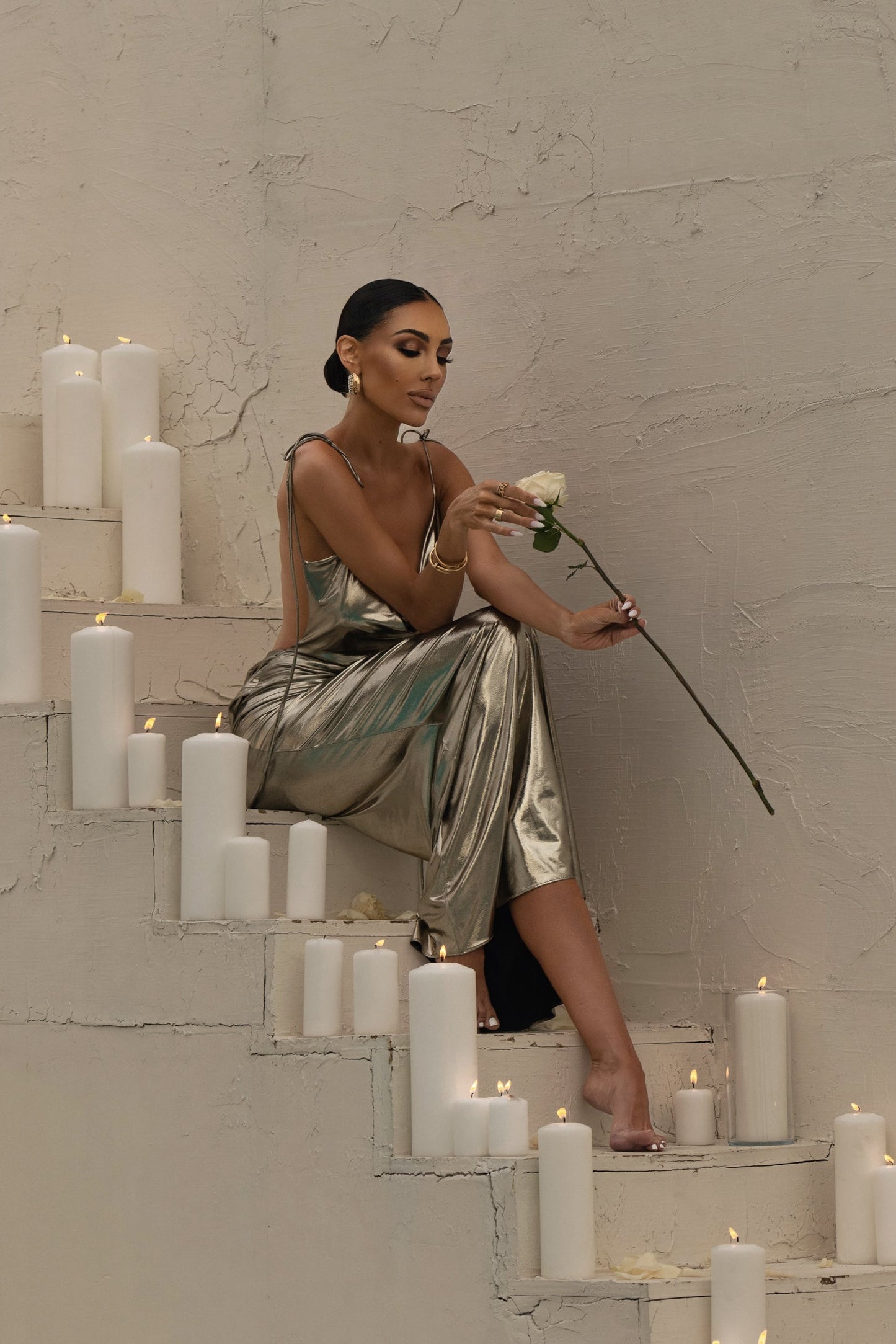 Light Gold Heart of Gold Maxi Dress JLUXLABEL