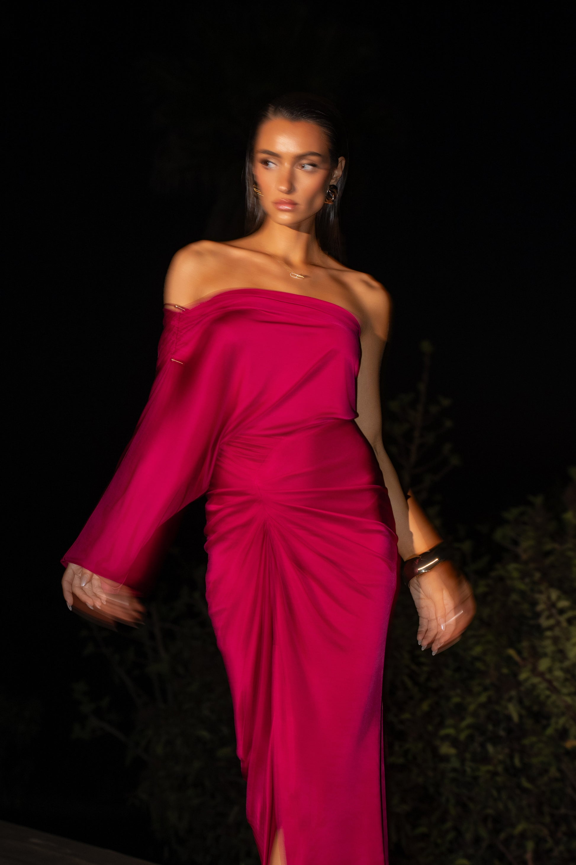 Berry Mira Drape Maxi Skirt JLUXLABEL