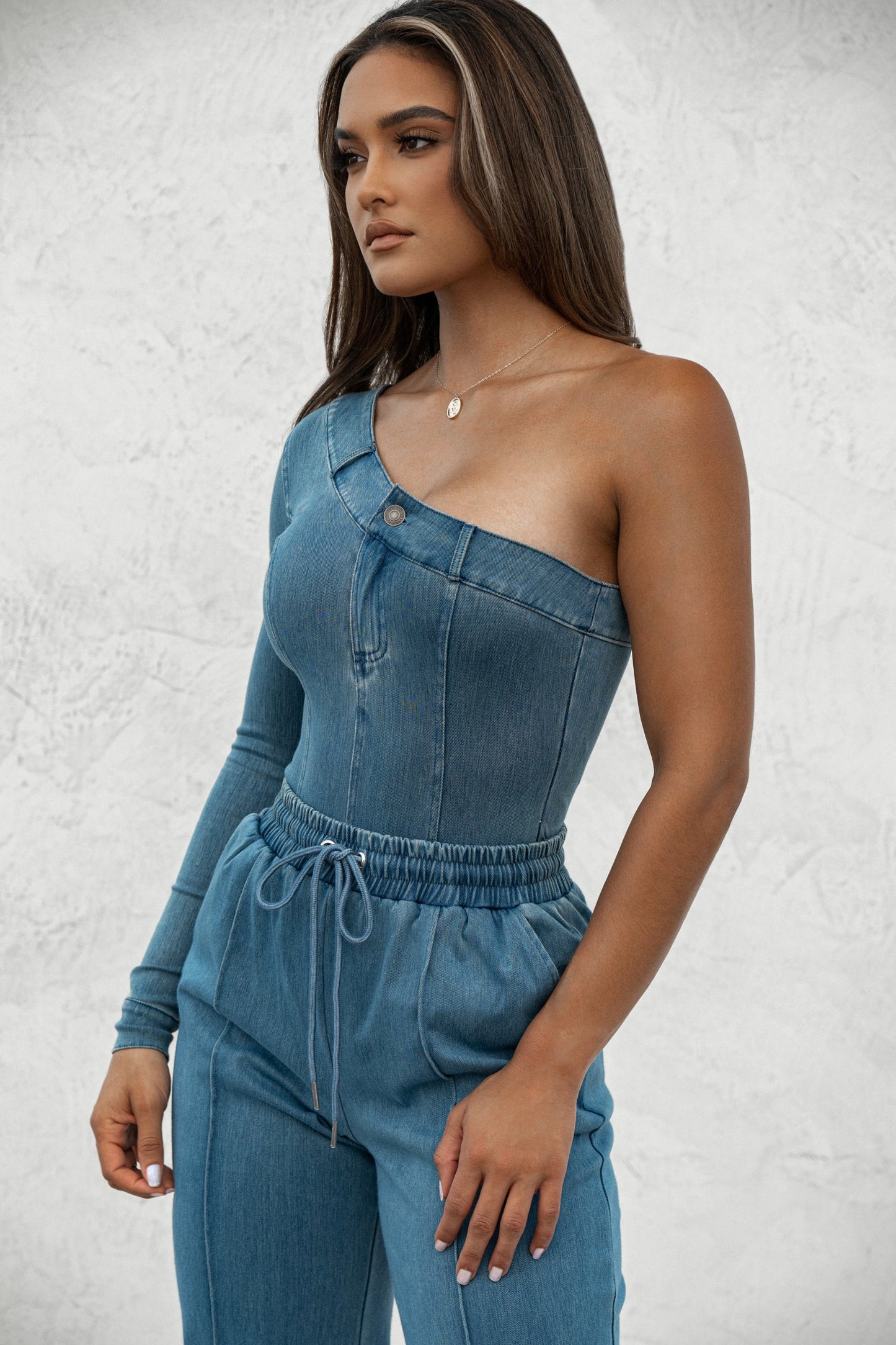 Medium Wash Button Me Up Bodysuit JLUXLABEL