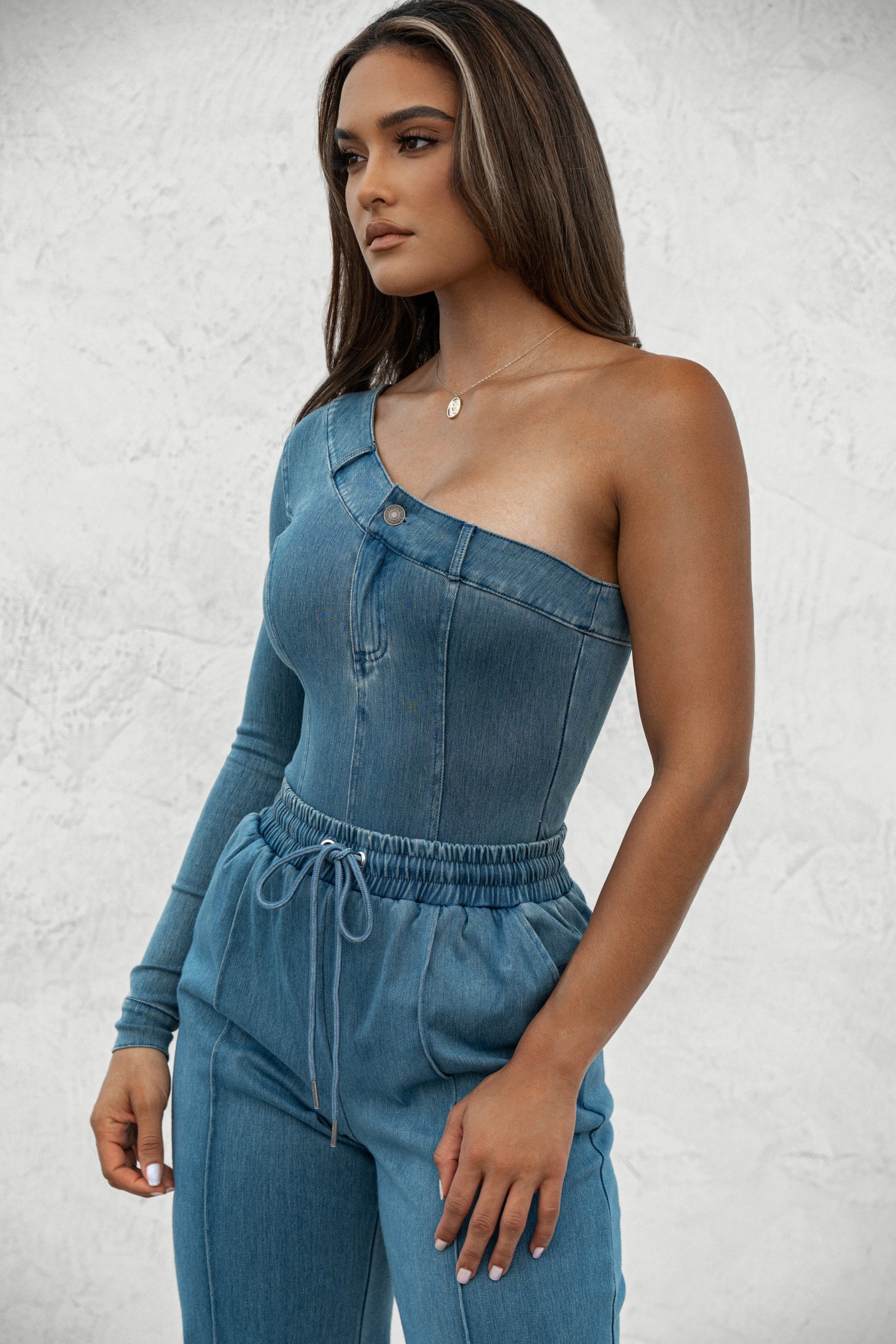 Medium Wash Button Me Up Bodysuit JLUXLABEL