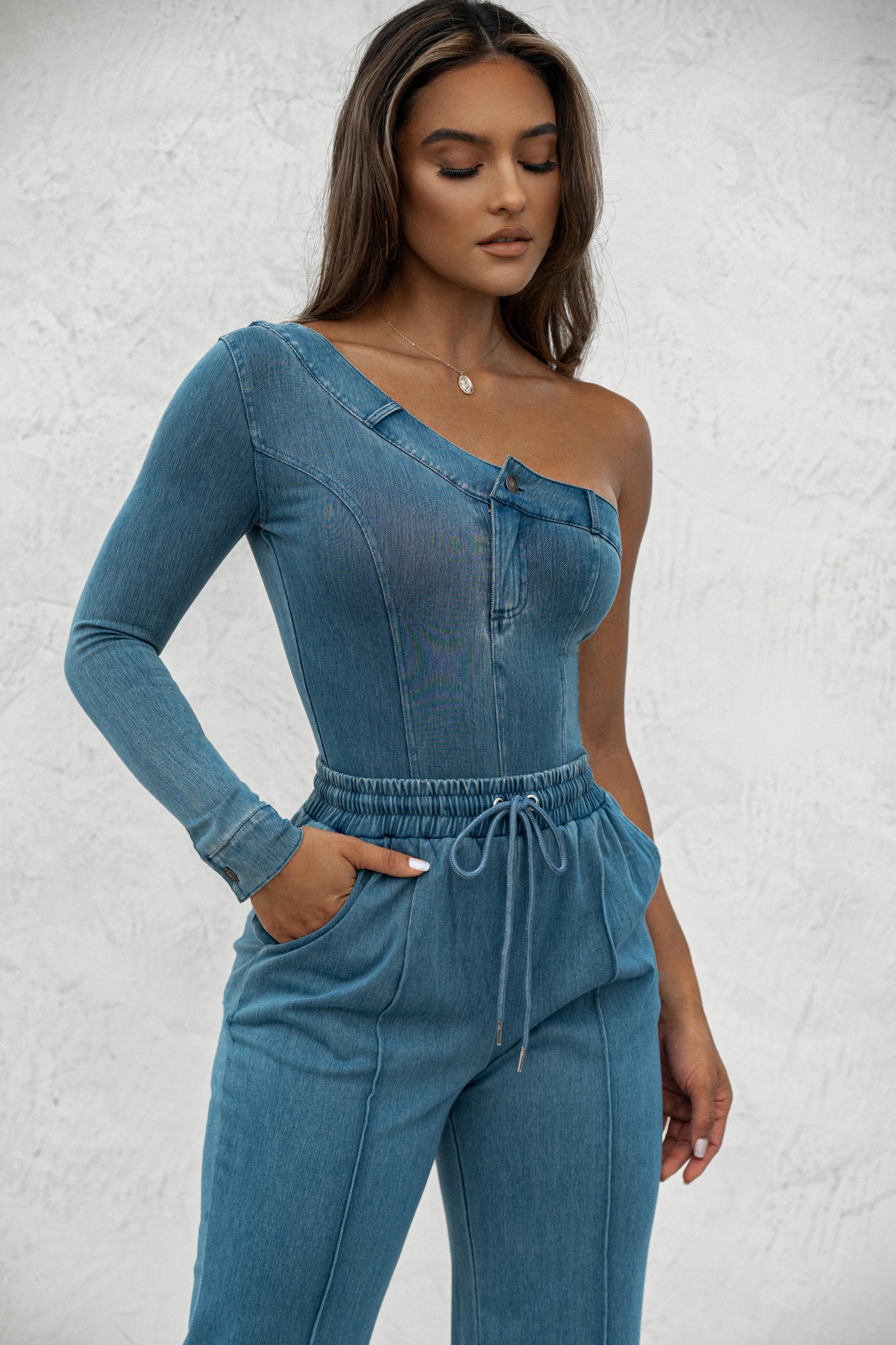 Medium Wash Button Me Up Bodysuit JLUXLABEL