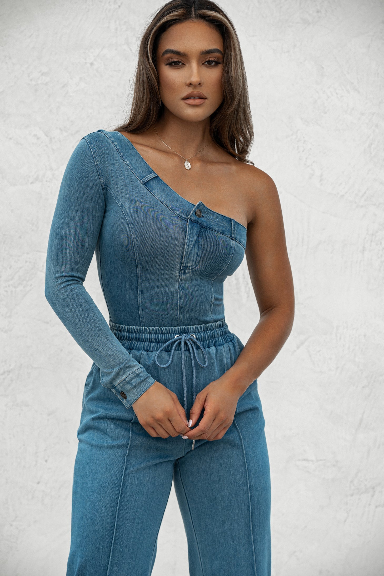 Medium Wash Button Me Up Bodysuit JLUXLABEL