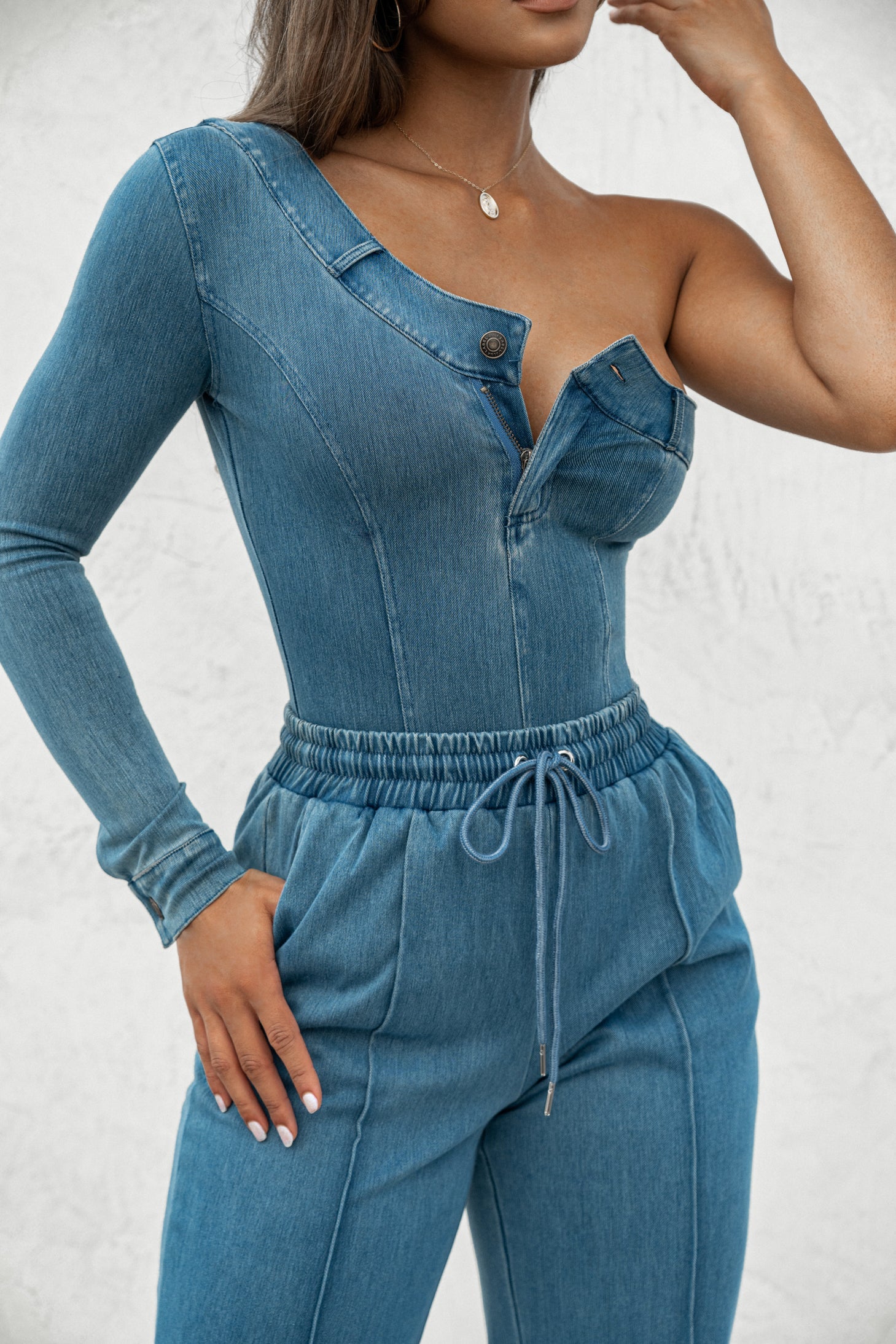 Medium Wash Button Me Up Bodysuit JLUXLABEL