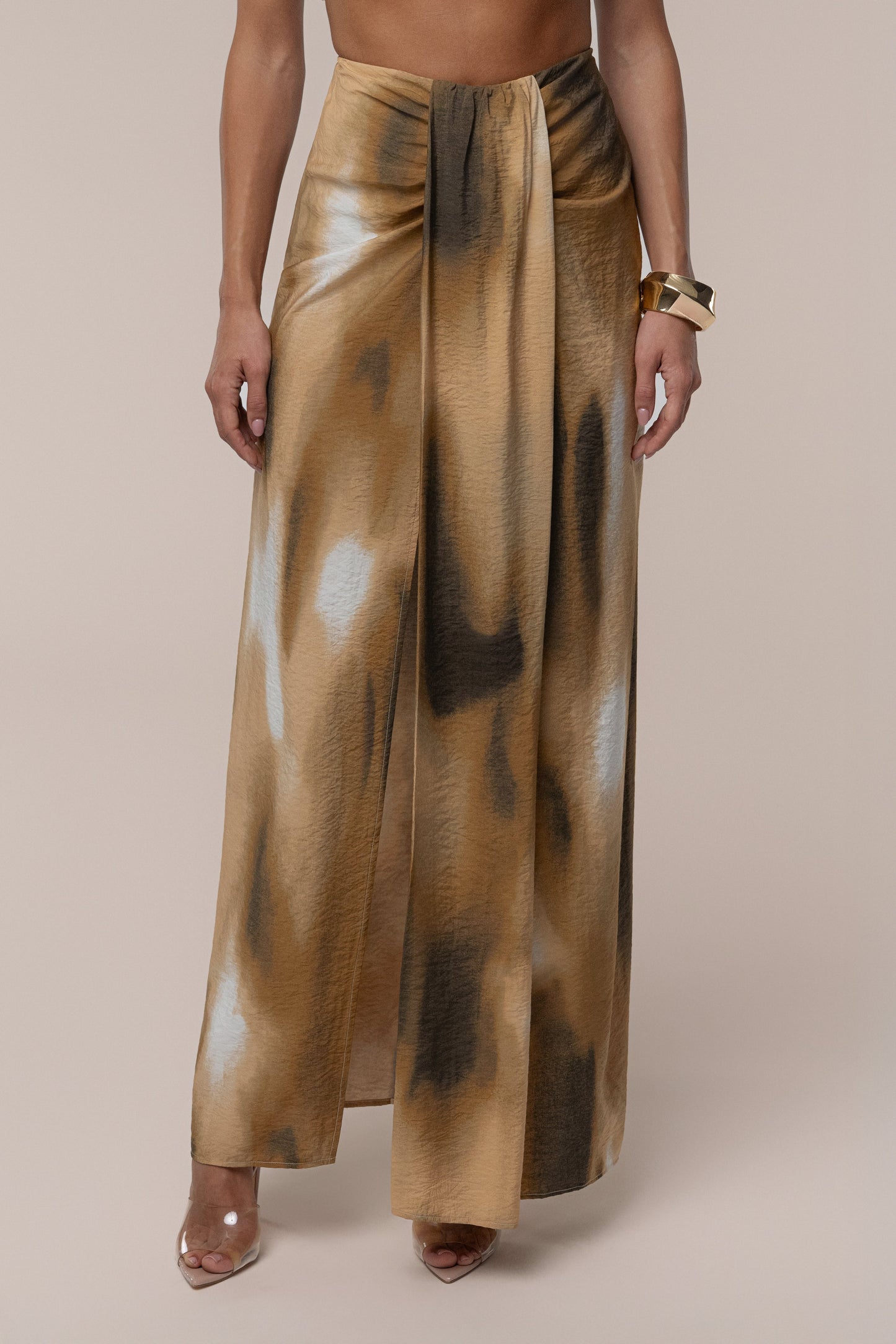 Brown Flowing Elegance Maxi Skirt JLUXLABEL