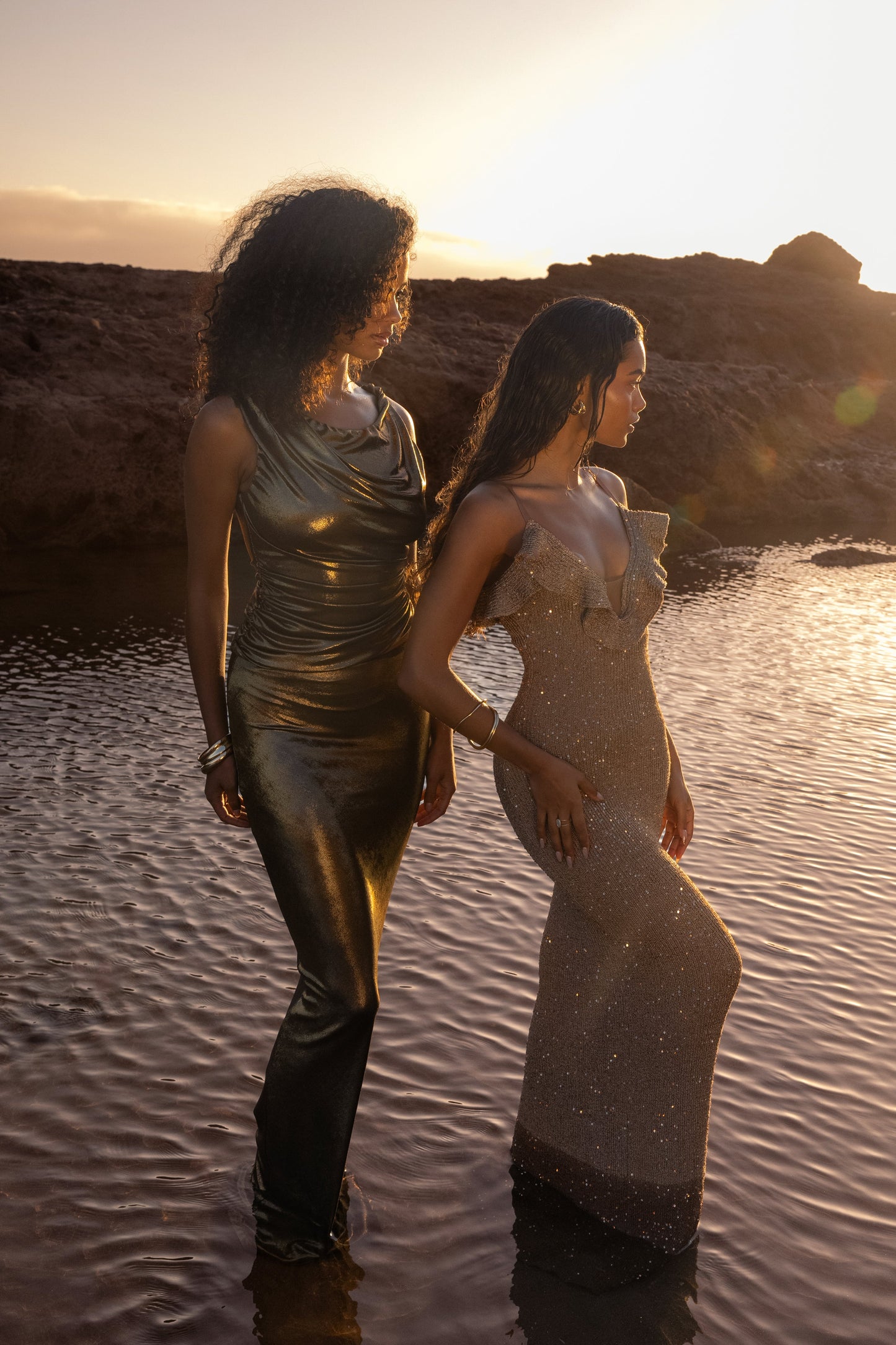 Gold Midnight Sparkle Maxi Dress JLUXLABEL