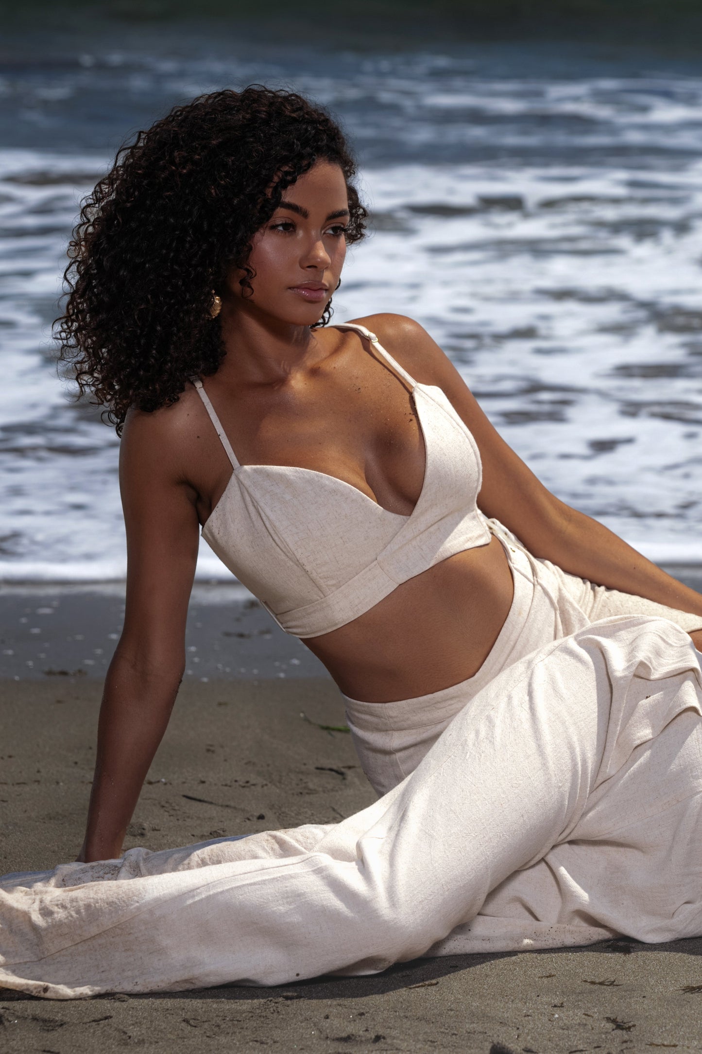 Ivory Sunrise Linen Bustier JLUXLABEL