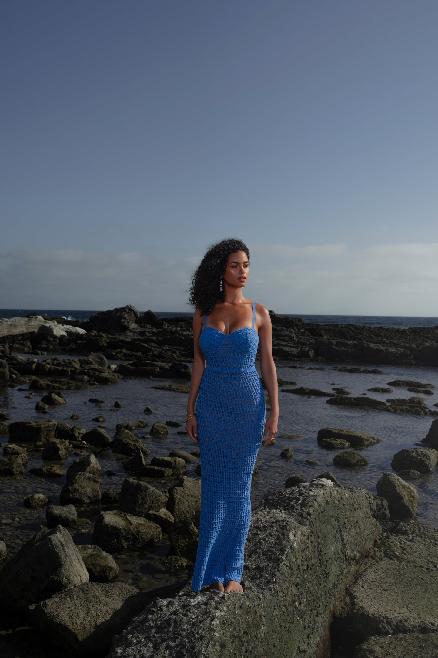 Blue Deep Sea Crochet Maxi Dress JLUXLABEL