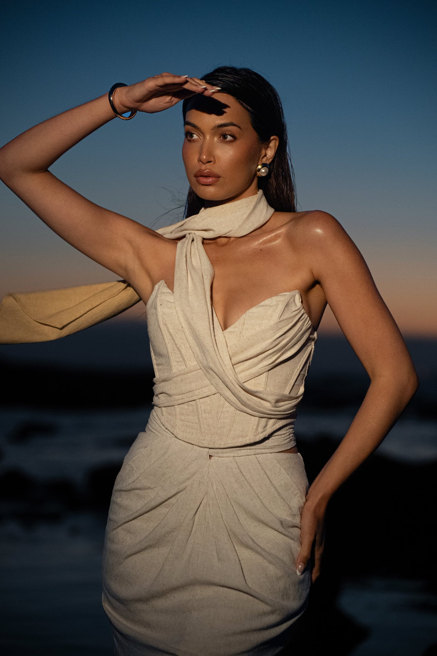 Natural Coastal Bliss Linen Bustier JLUXLABEL