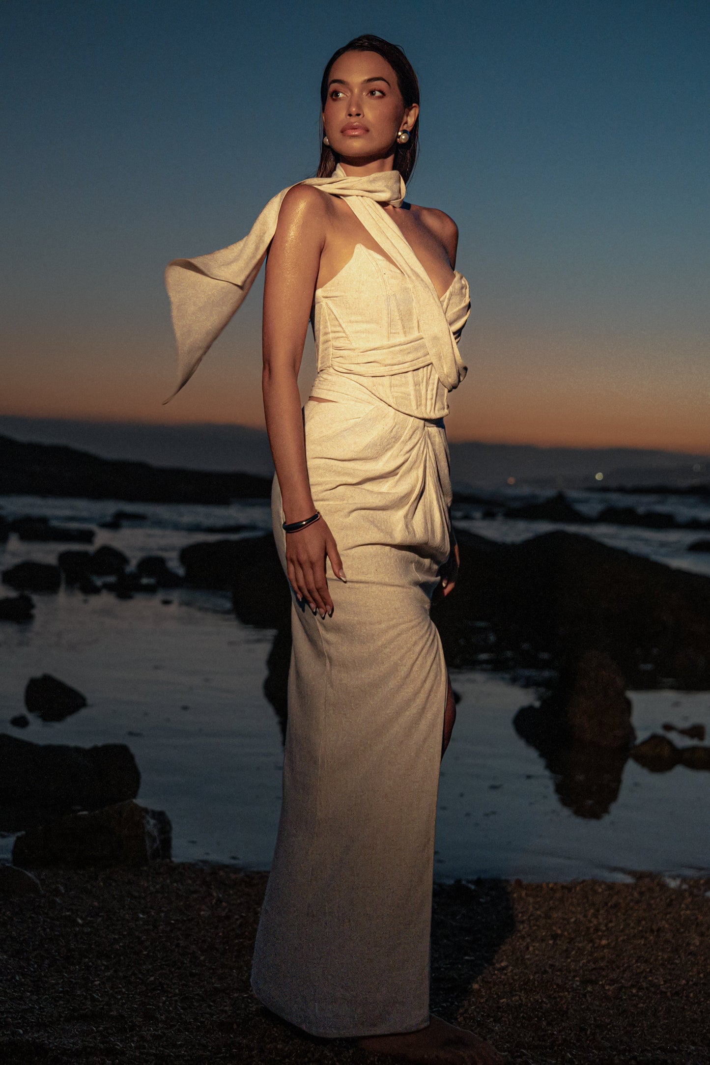 Natural Dreamland Linen Skirt JLUXLABEL