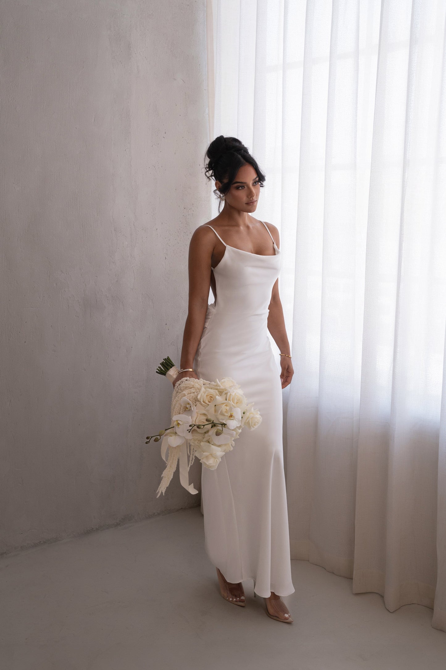 PRE-ORDER Ivory Down The Aisle Satin Gown NEWFASHIONEDGE