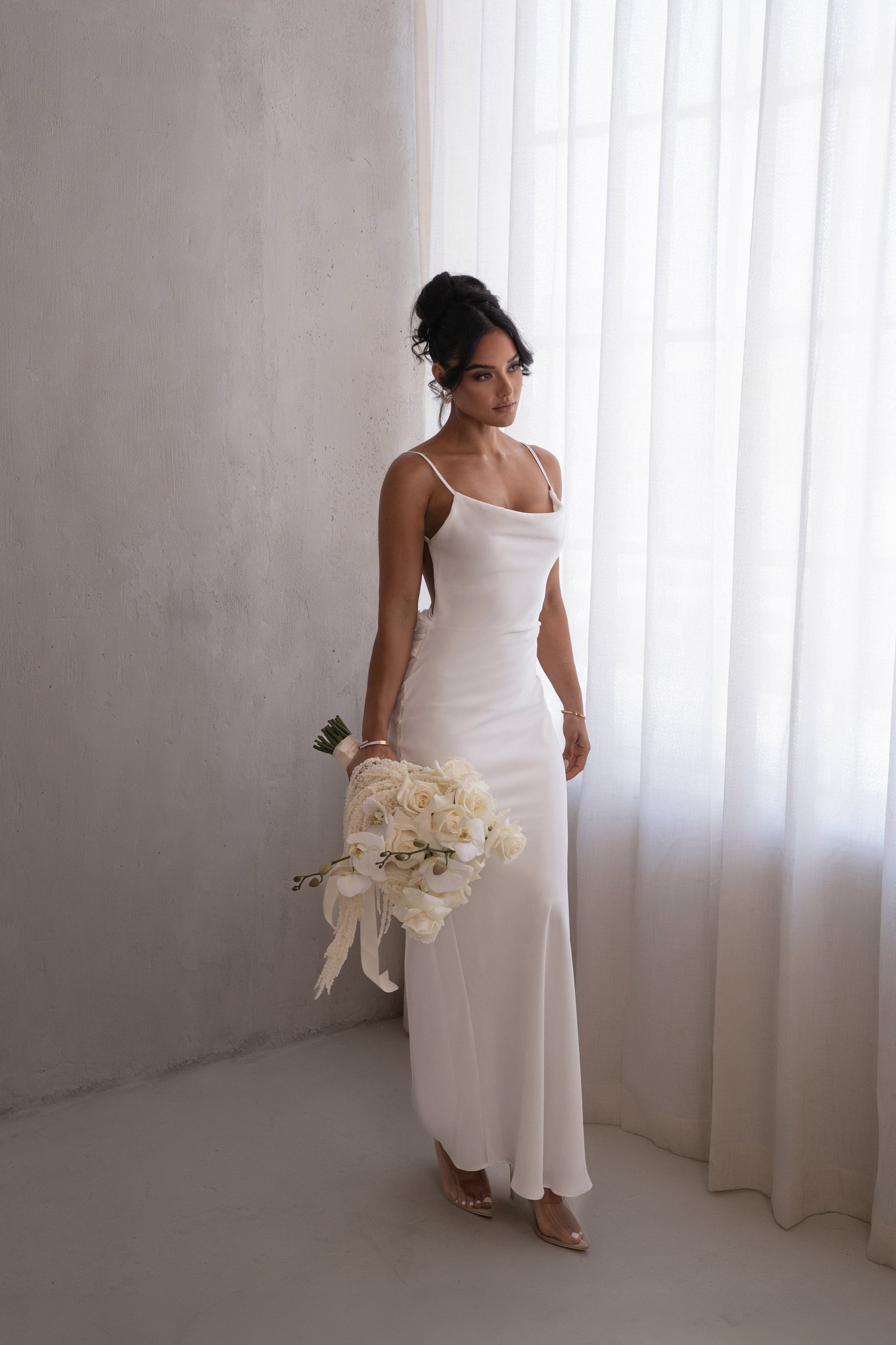 PRE-ORDER Ivory Down The Aisle Satin Gown NEWFASHIONEDGE