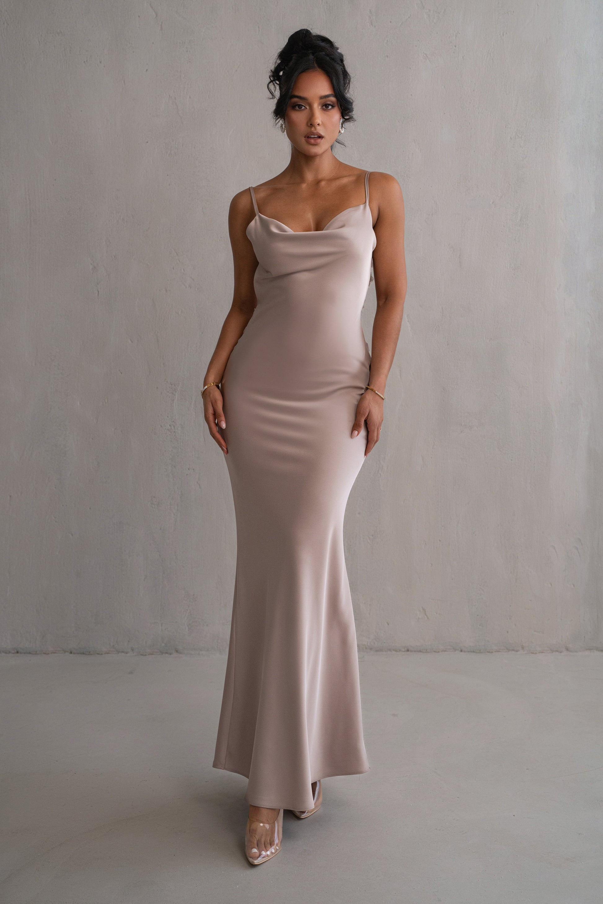Bronze Down The Aisle Satin Gown JLUXLABEL