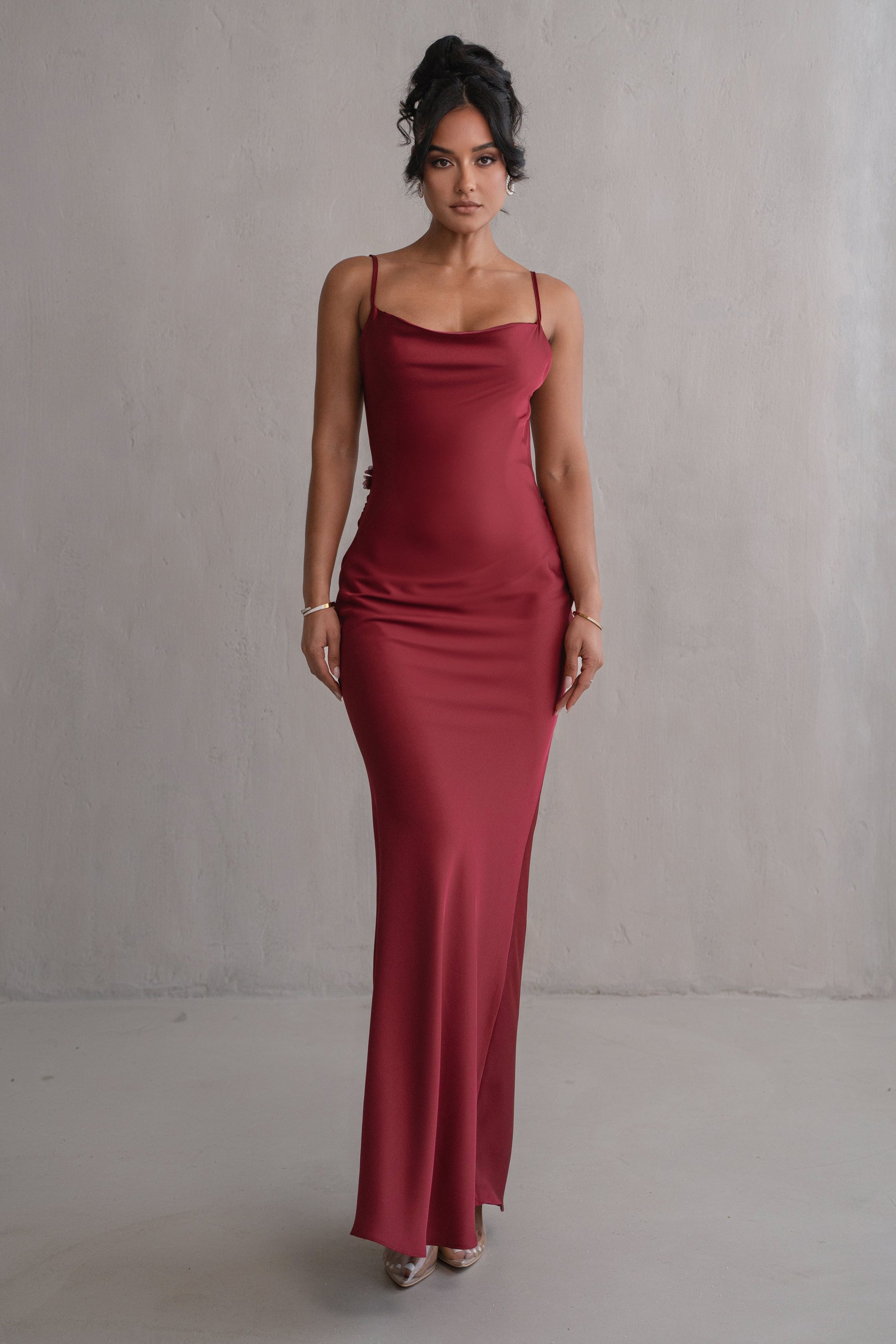 PRE-ORDER Red Down The Aisle Satin Gown NEWFASHIONEDGE