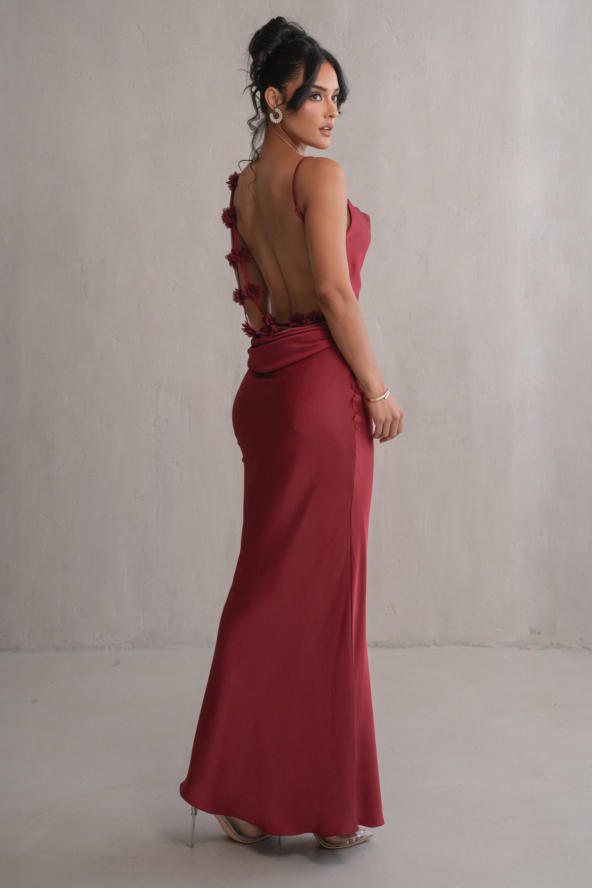 PRE-ORDER Red Down The Aisle Satin Gown NEWFASHIONEDGE