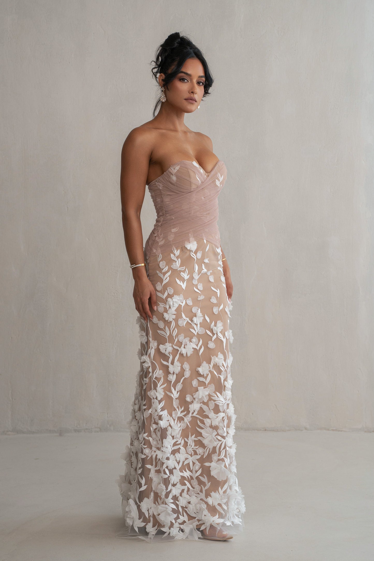 Ivory Everlasting Embroidered Gown NEWFASHIONEDGE