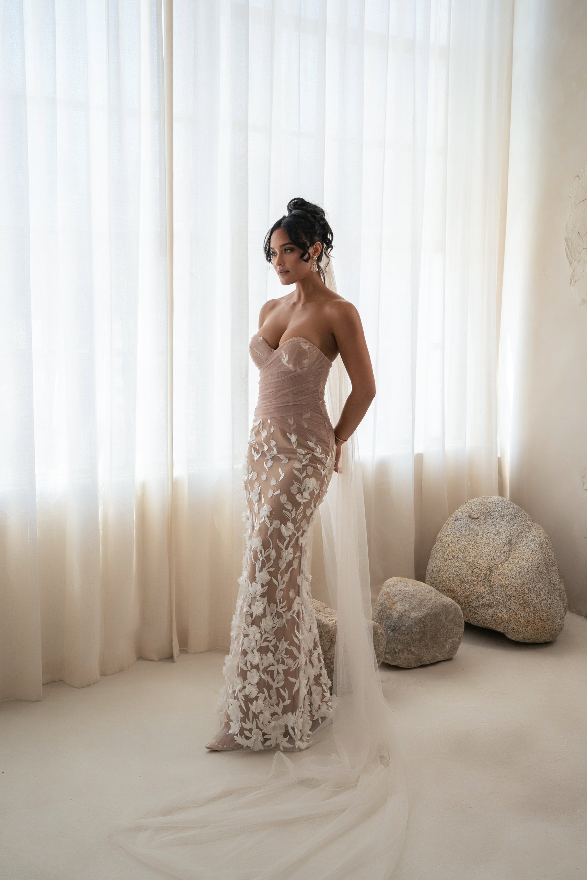 Ivory Everlasting Embroidered Gown NEWFASHIONEDGE