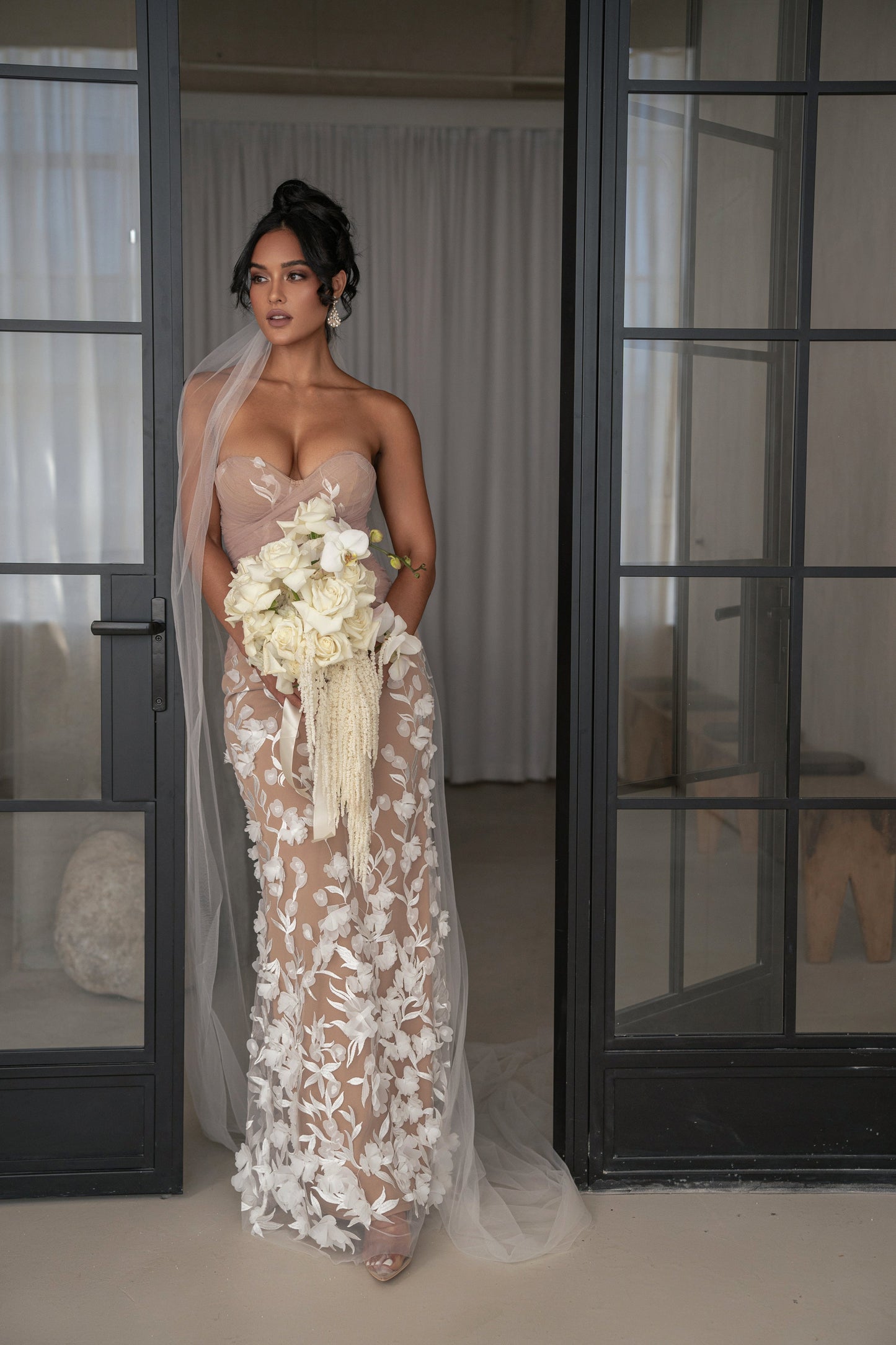 Ivory Everlasting Embroidered Gown NEWFASHIONEDGE