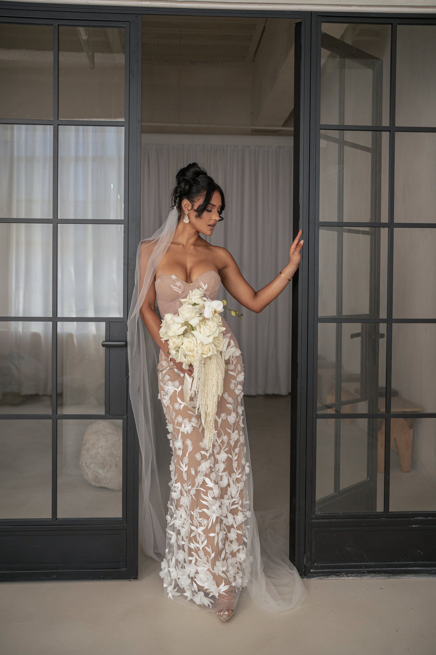 Ivory Everlasting Embroidered Gown NEWFASHIONEDGE