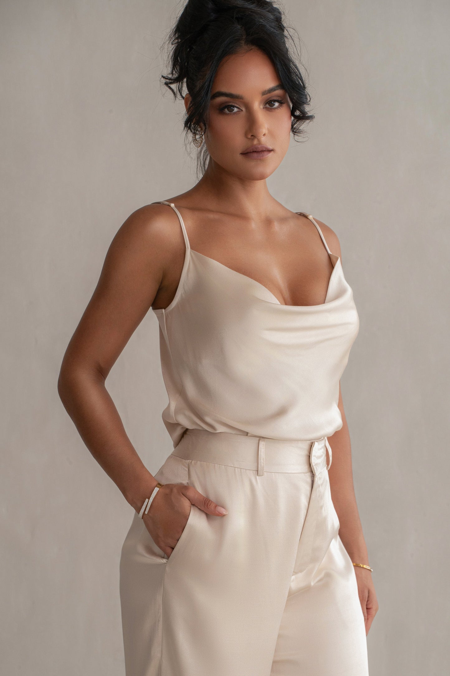 Champagne Amour Satin Top JLUXLABEL