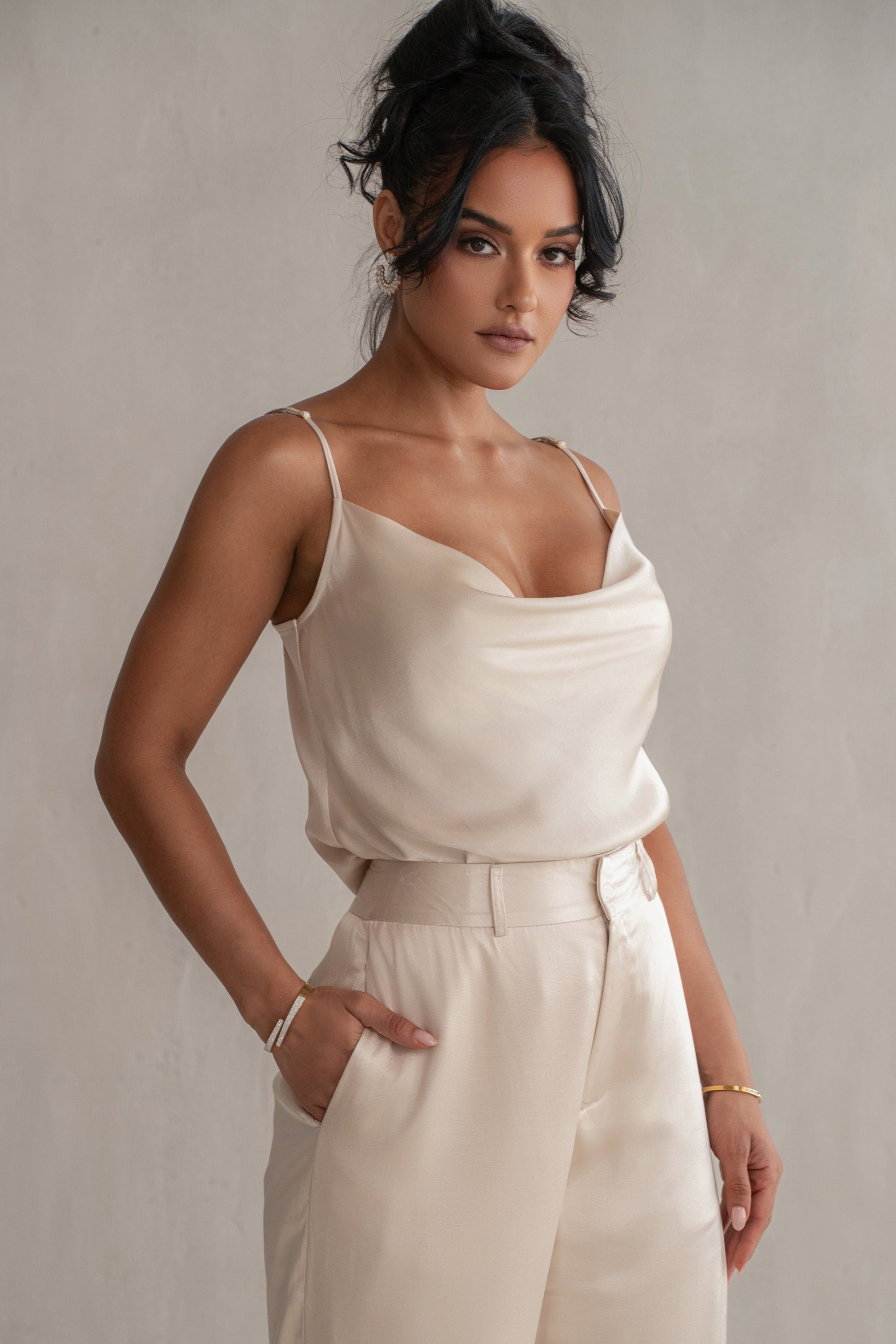 Champagne Amour Satin Top JLUXLABEL