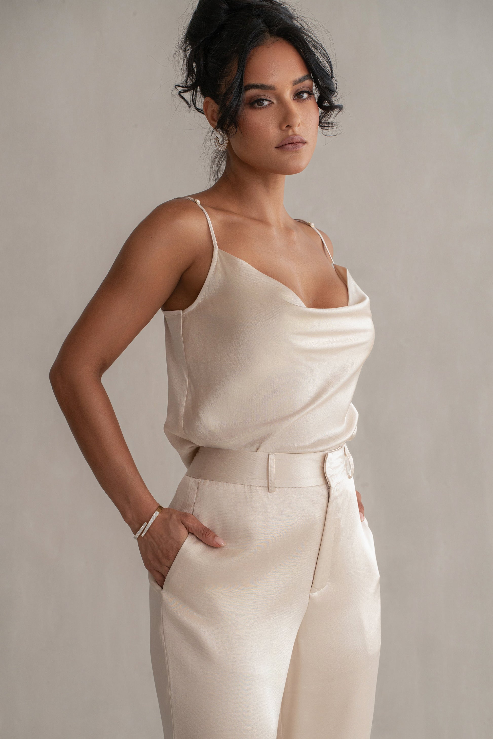 Champagne Amour Satin Top JLUXLABEL