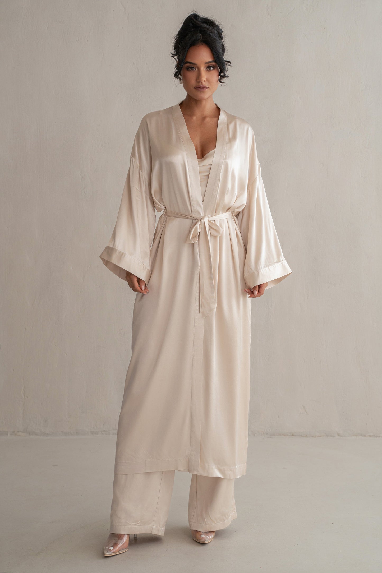 Champagne Forever And Always Satin Robe JLUXLABEL