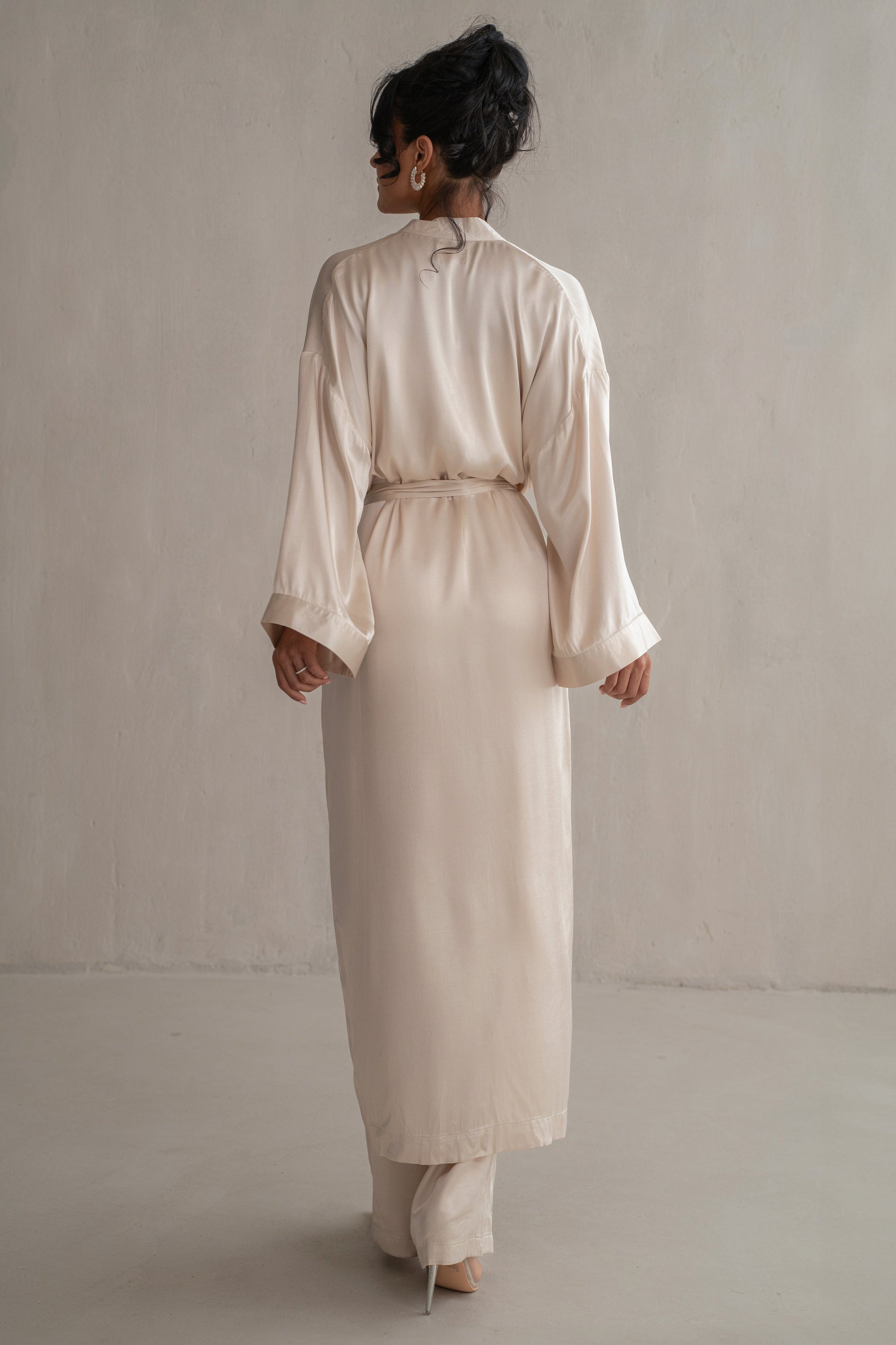 Champagne Forever And Always Satin Robe JLUXLABEL