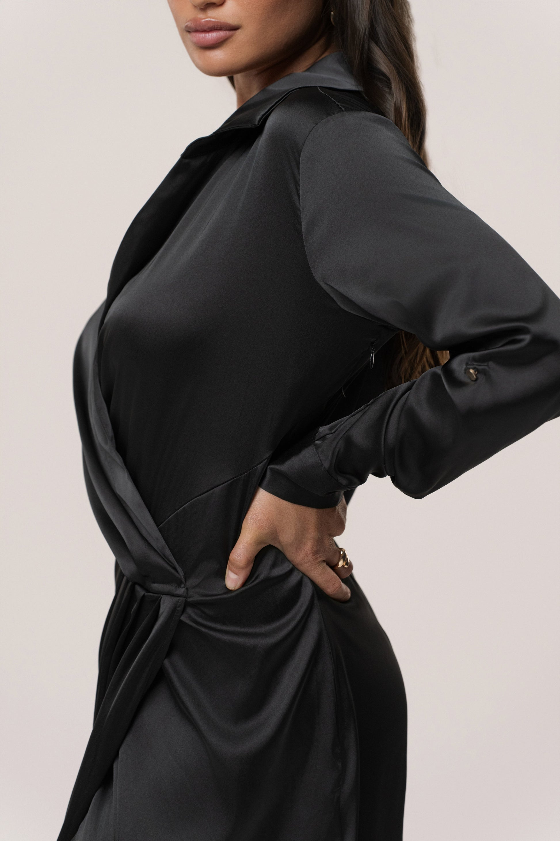 Black Arabella Satin Maxi Dress JLUXLABEL