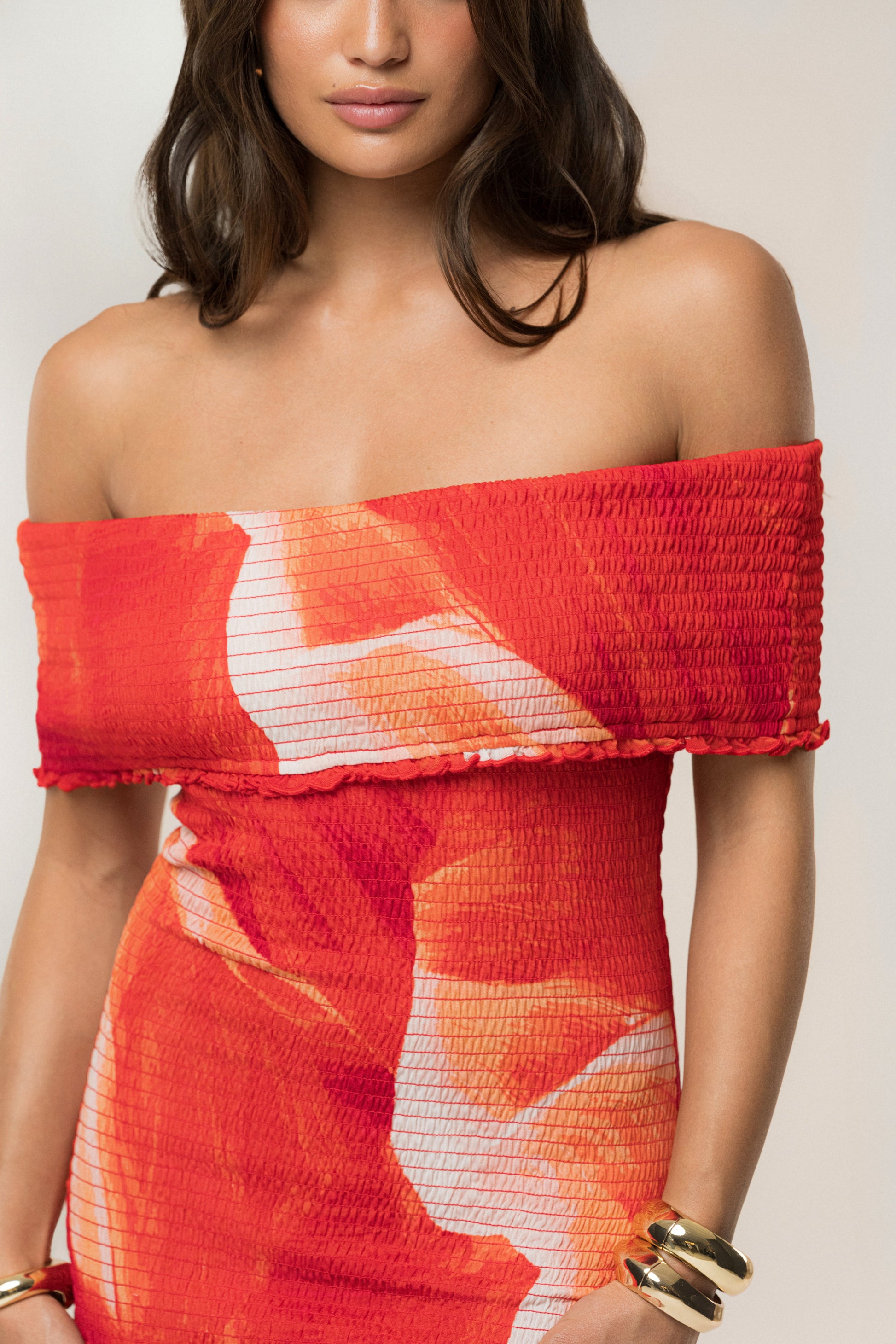 Sunset Red Garden Bliss Mini Dress JLUXLABEL